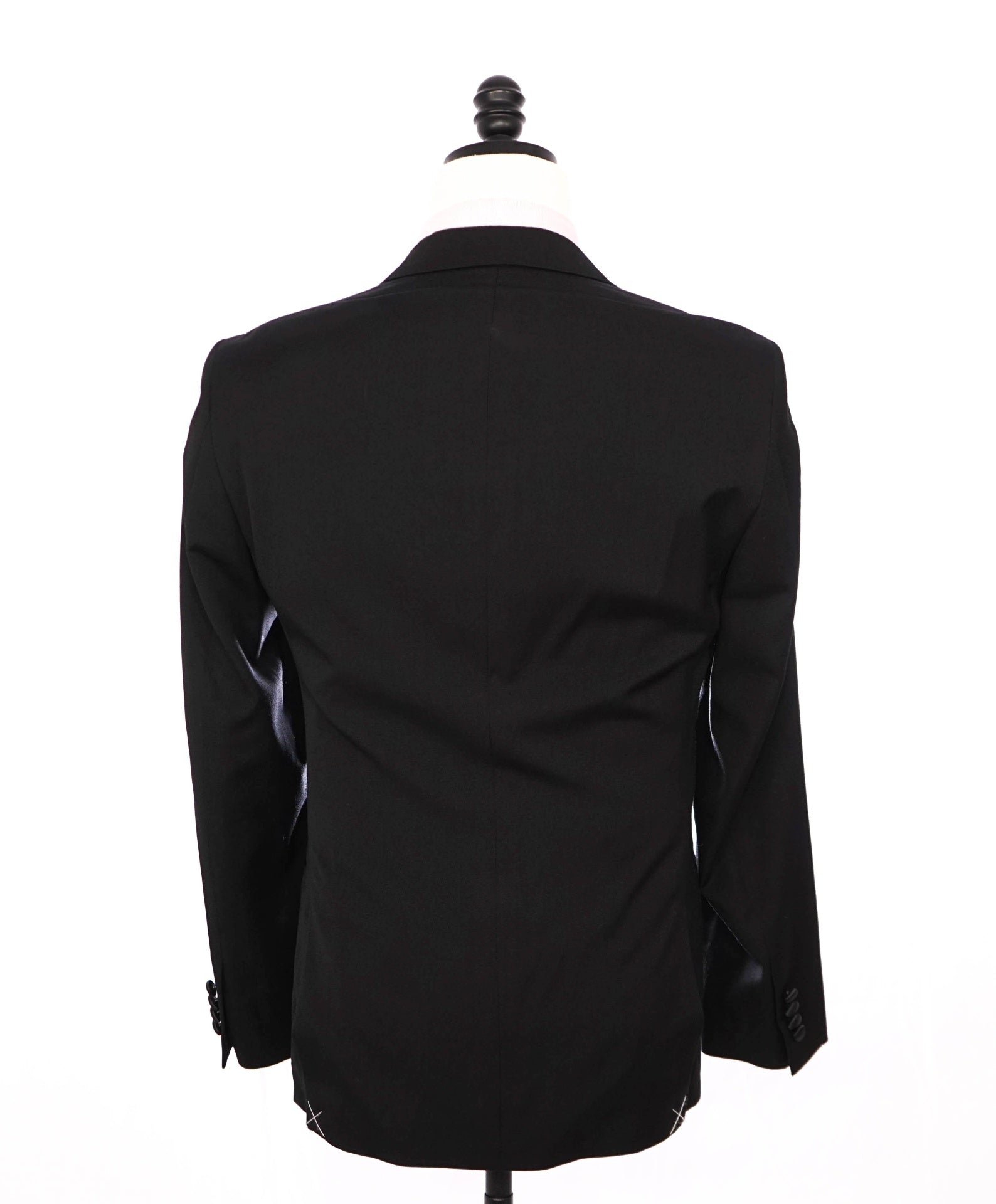 $695 IKE EVENING - Solid Black Super 120's Wool Tuxedo - 36R