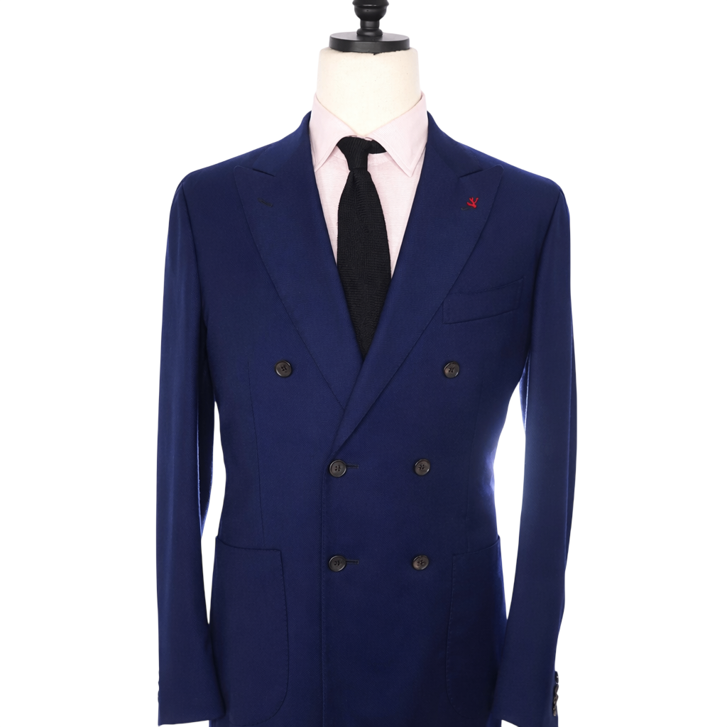 $4,695 ISAIA - Navy Blue Wool Double Breasted Blazer - 40R
