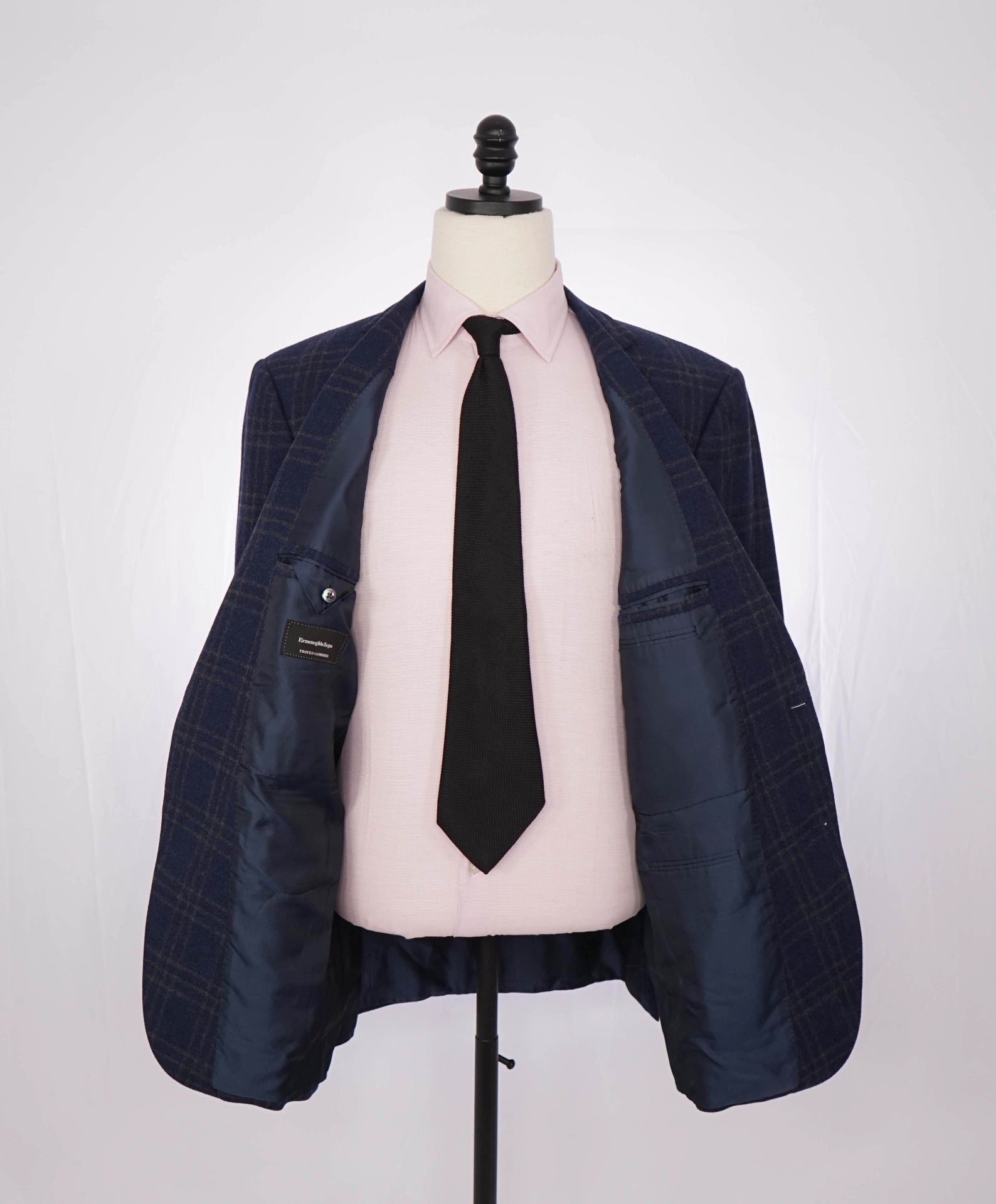 $3,695 ZEGNA - Navy Blue Plaid TROFEO Cashmere/Wool Blazer - 44L
