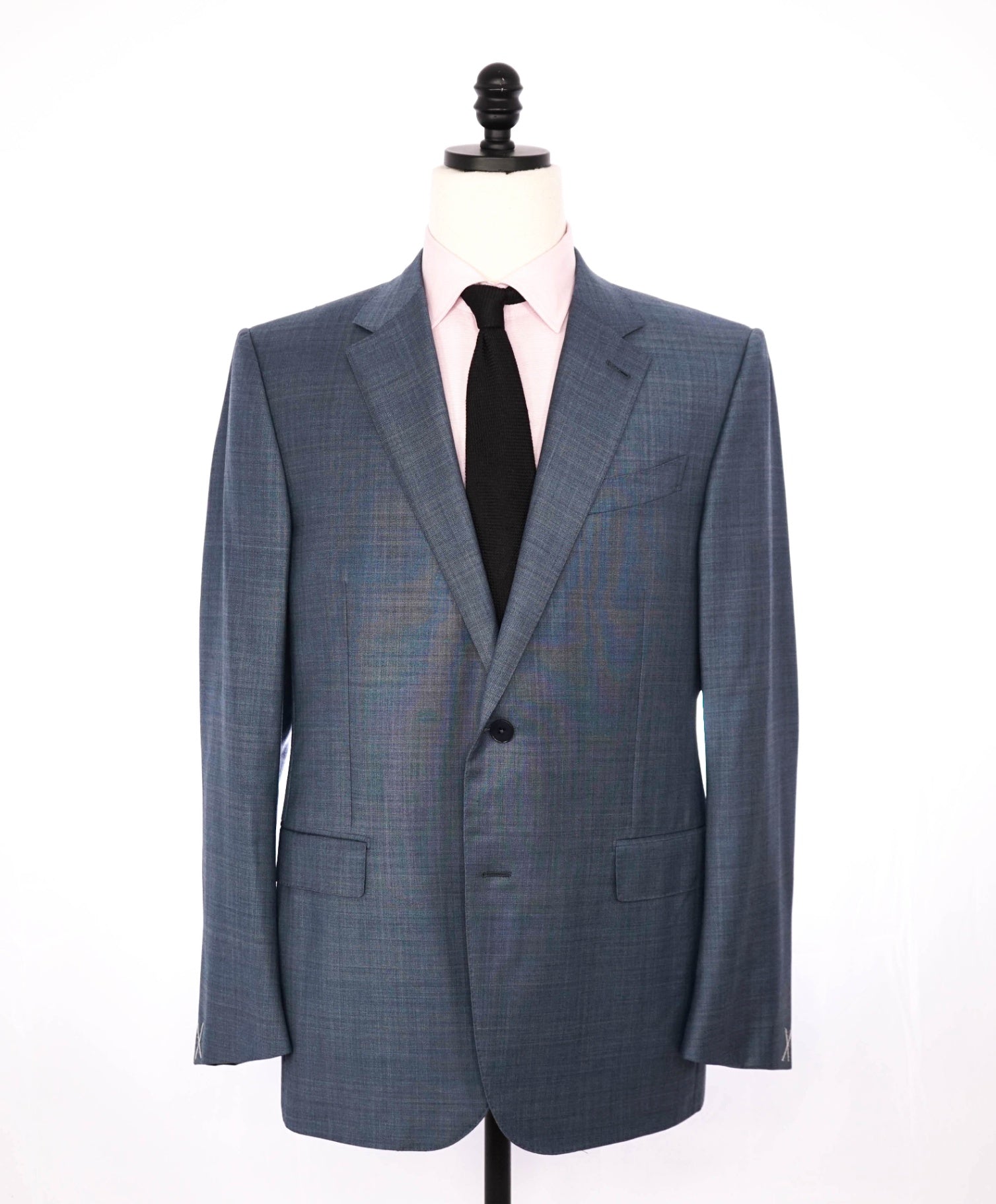 $4,090 ZEGNA - Steel Blue Crosshatch TROFEO Wool Suit - 44R