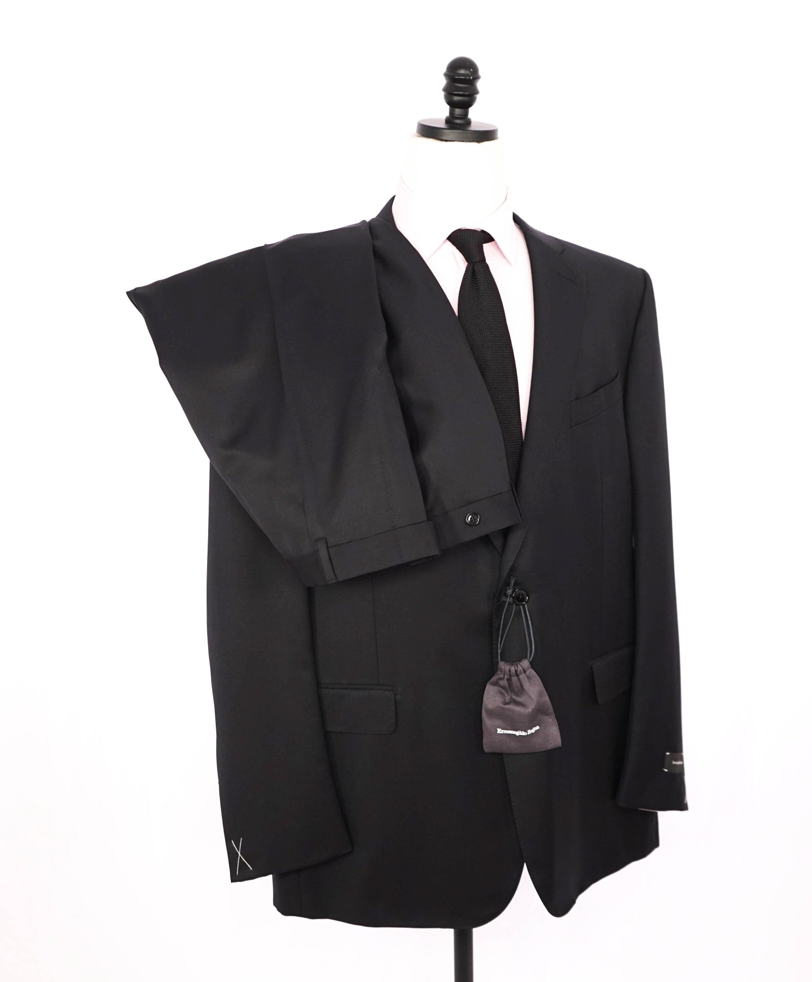 $3,950 ZEGNA - Black "MICRONSPHERE" Wool Suit - 52R US (62 EU)