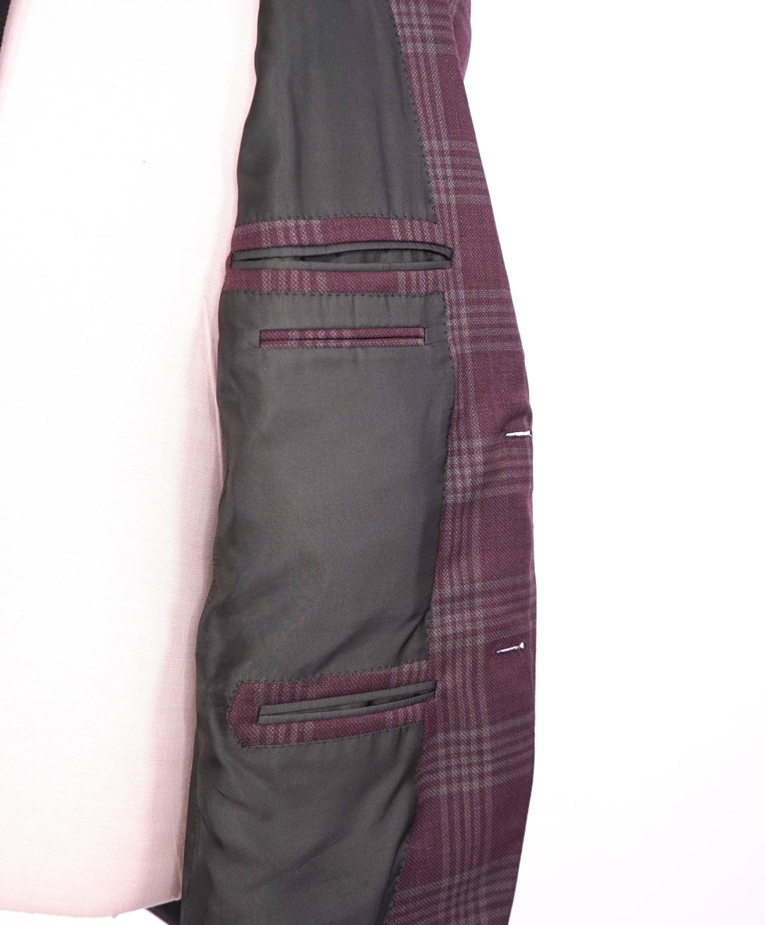 $3,295 ZEGNA - "ACHILLFARM" Plum Plaid Wool/Silk Blazer - 38R