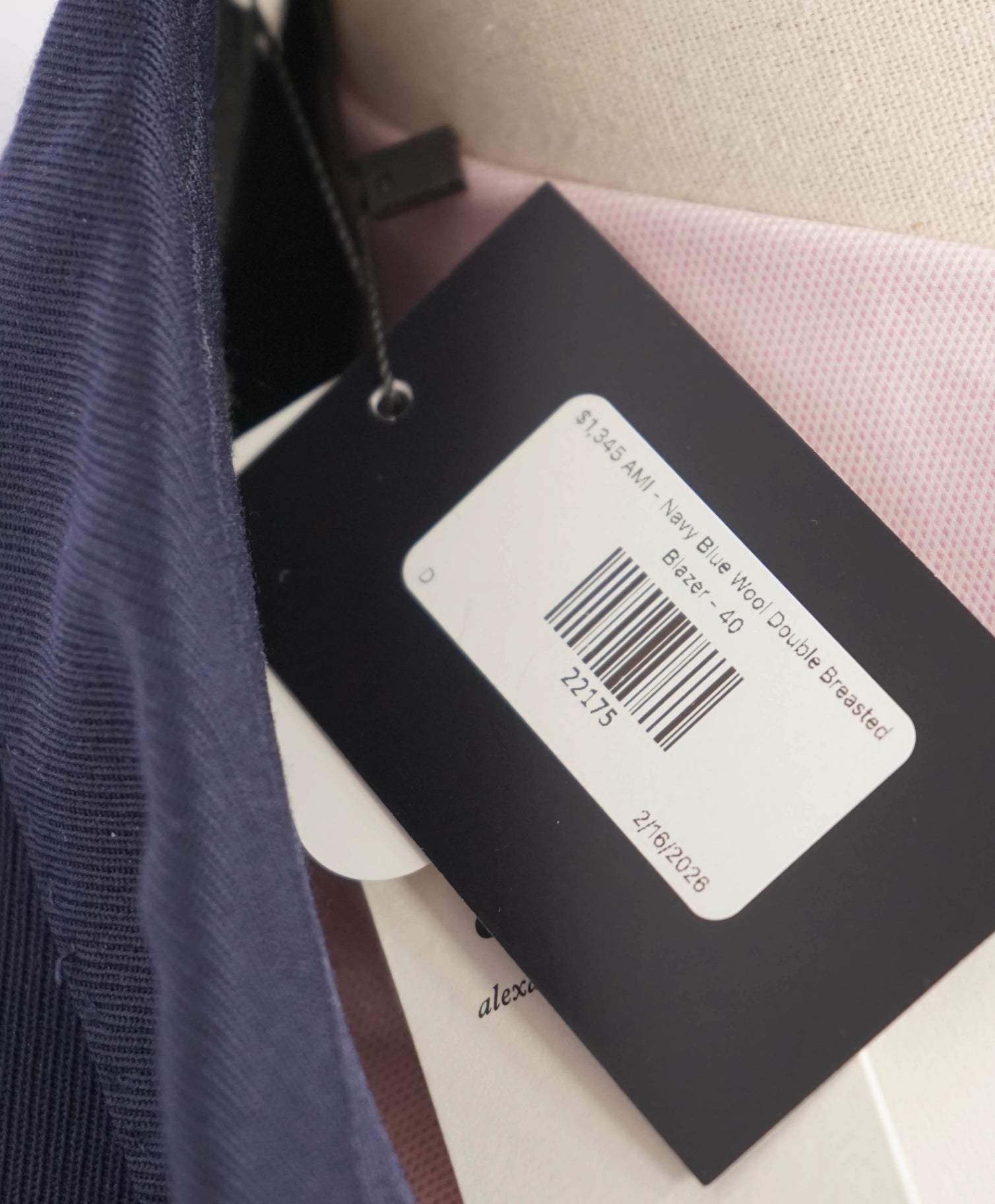 $1,345 AMI - Navy Blue Wool Double Breasted Blazer - 40R