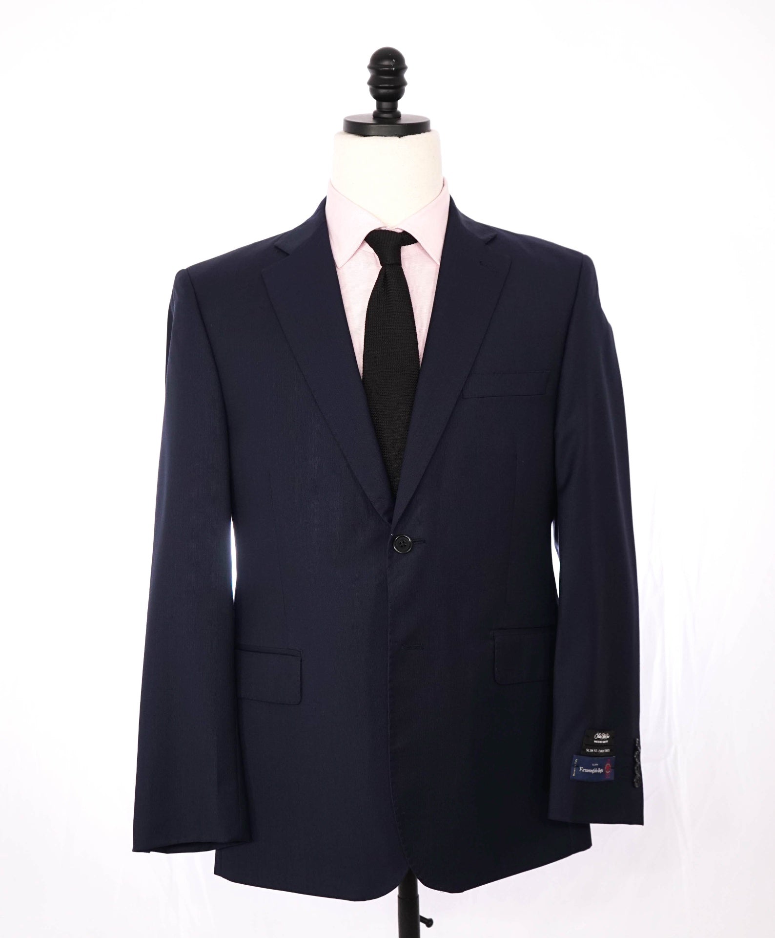 $1,295 ZEGNA for SAKS 5TH AVE - Navy Micro Herringbone Slim Suit - 40S