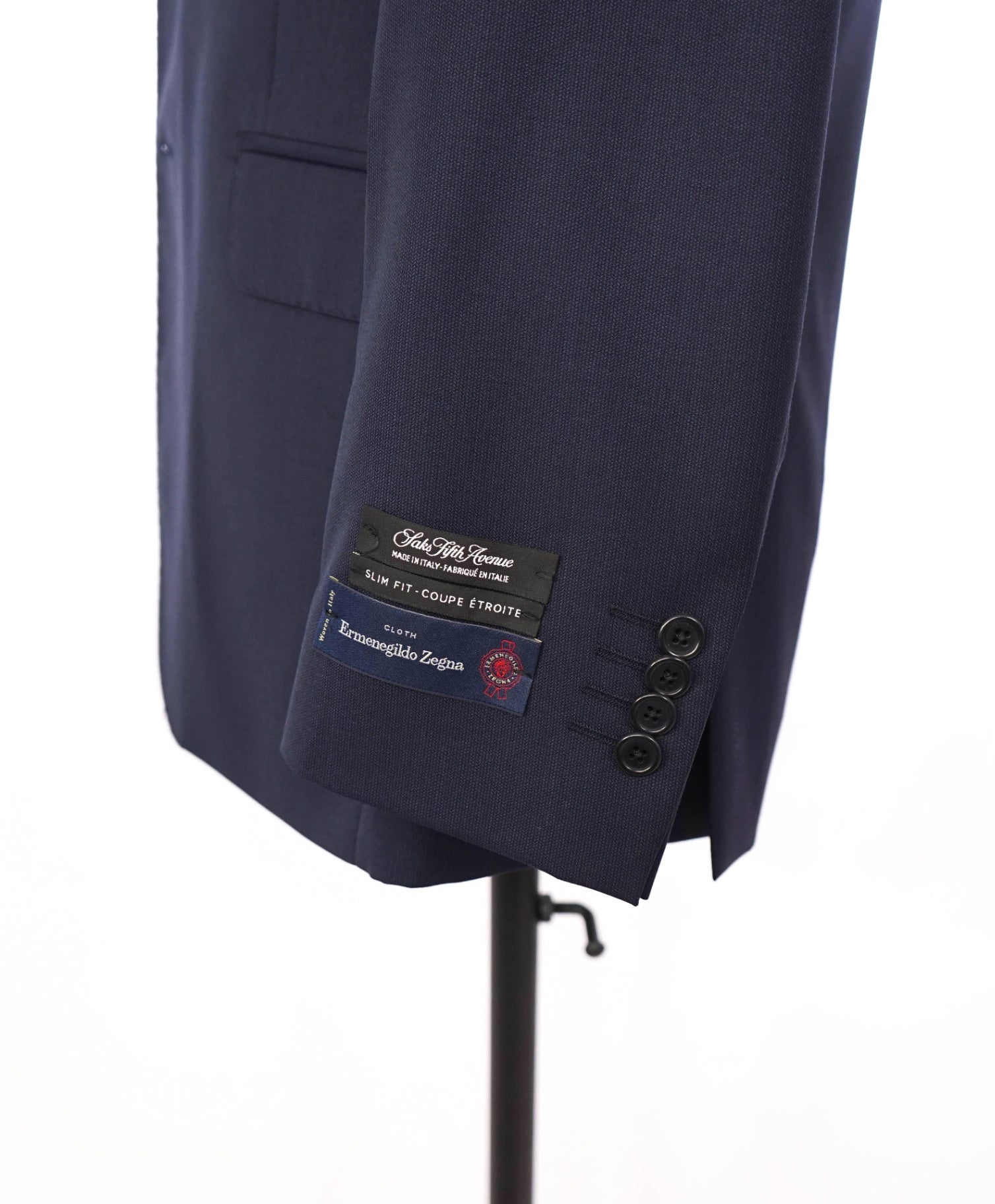 $1,295 ZEGNA for SAKS 5TH AVE - Navy Micro Herringbone Slim Suit - 40S