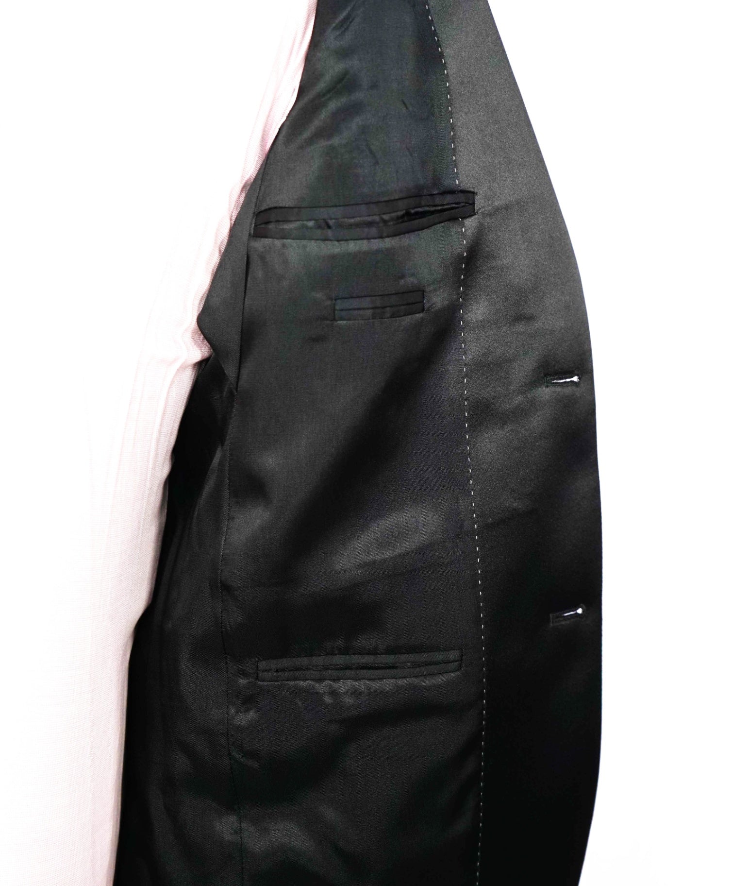 $695 IKE EVENING - Solid Black Super 120's Wool Tuxedo - 36R