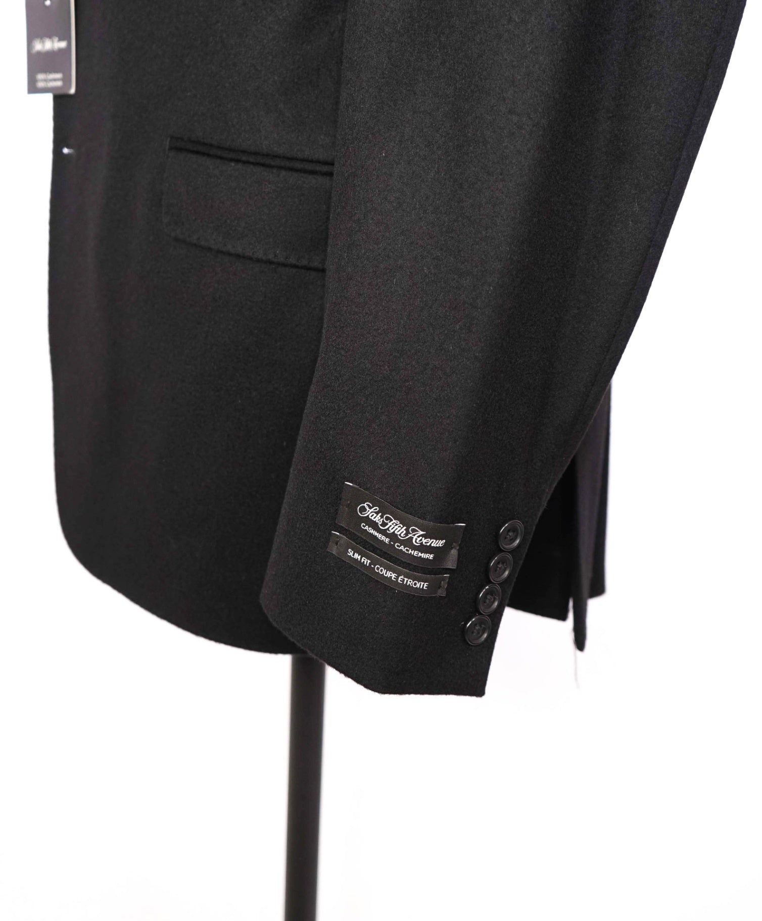 $1,195 SAKS FIFTH AVENUE - Black 100% Cashmere Slim Blazer - 44R