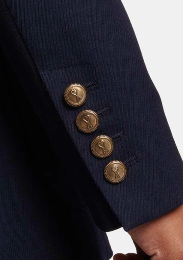 $1,345 AMI - Navy Blue Wool Double Breasted Blazer - 40R