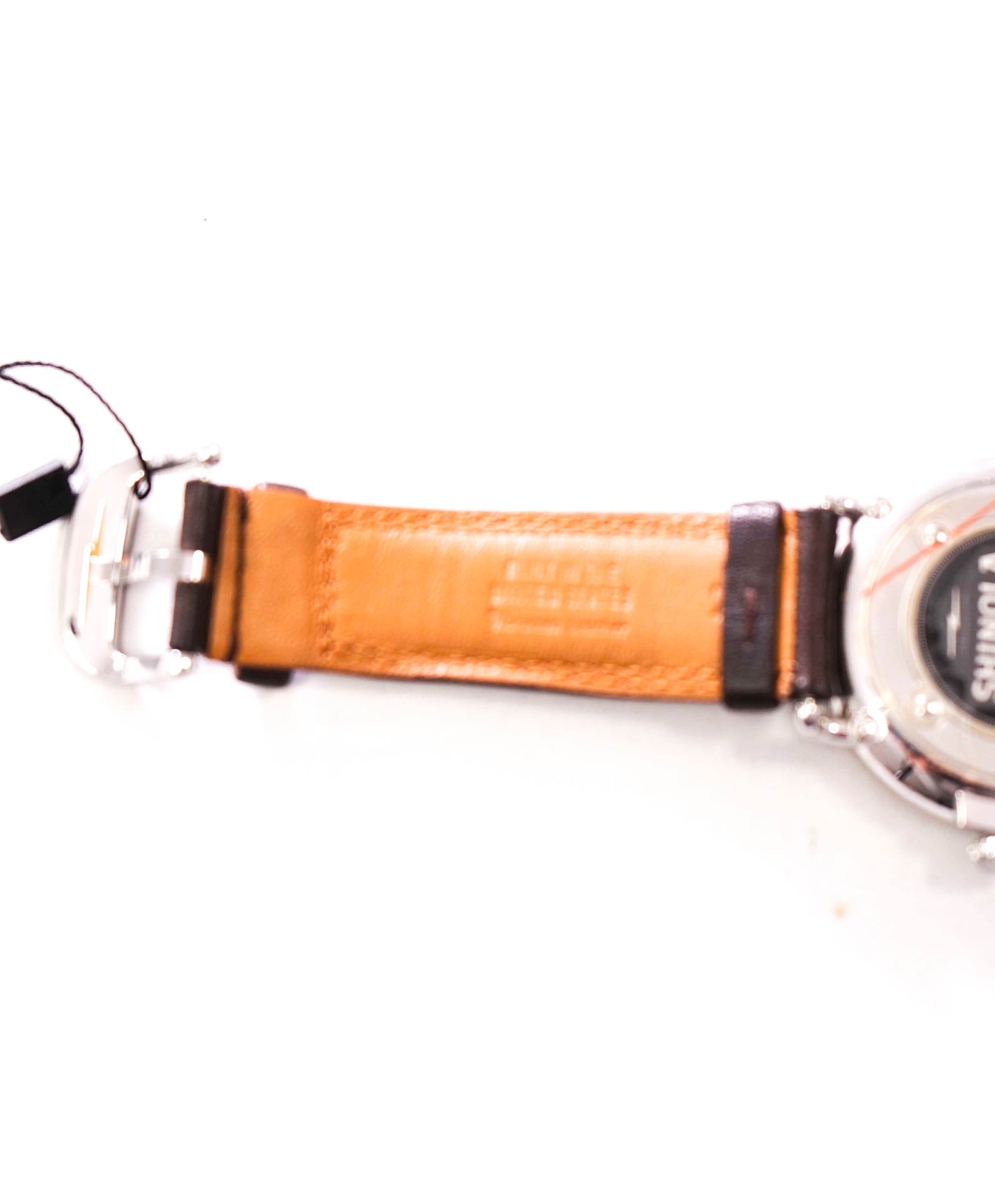 $750 SHINOLA - "Argonite-715" Gray/Brown Leather Steel Watch