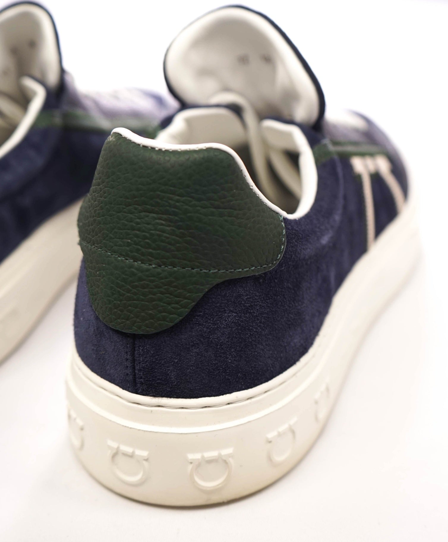 $795 FERRAGAMO - Navy Blue Suede/Leather Sneakers - 12 M