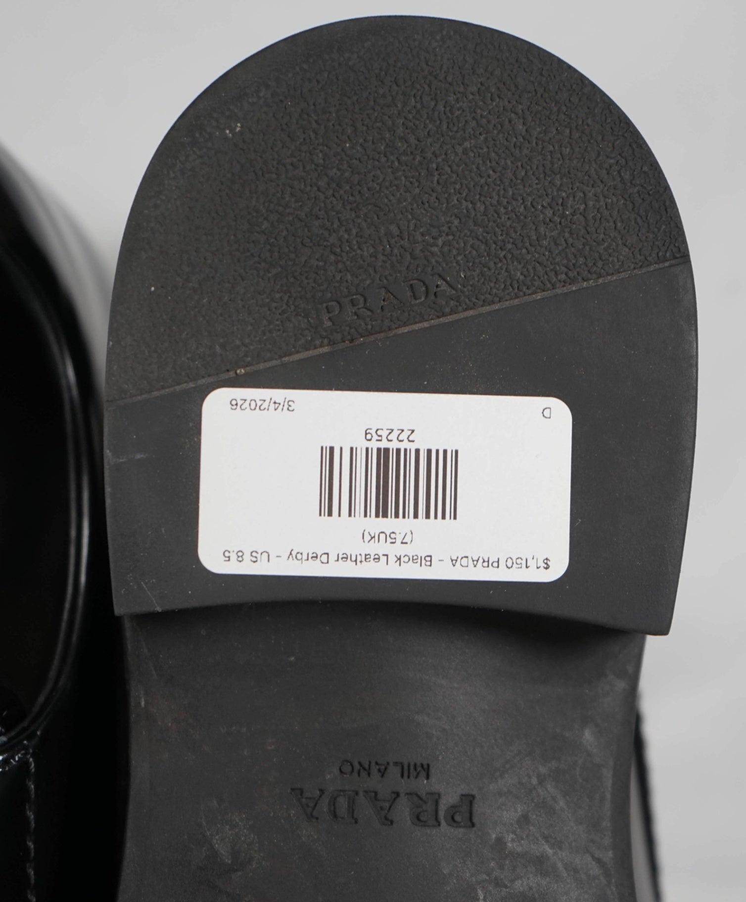 $1,150 PRADA - Black Leather Derby - US 8.5 (7.5UK)