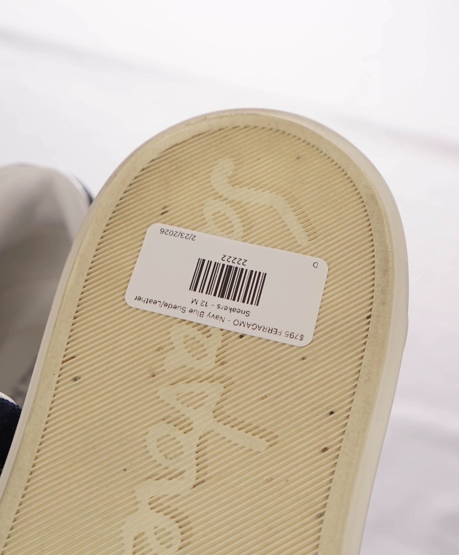 $795 FERRAGAMO - Navy Blue Suede/Leather Sneakers - 12 M