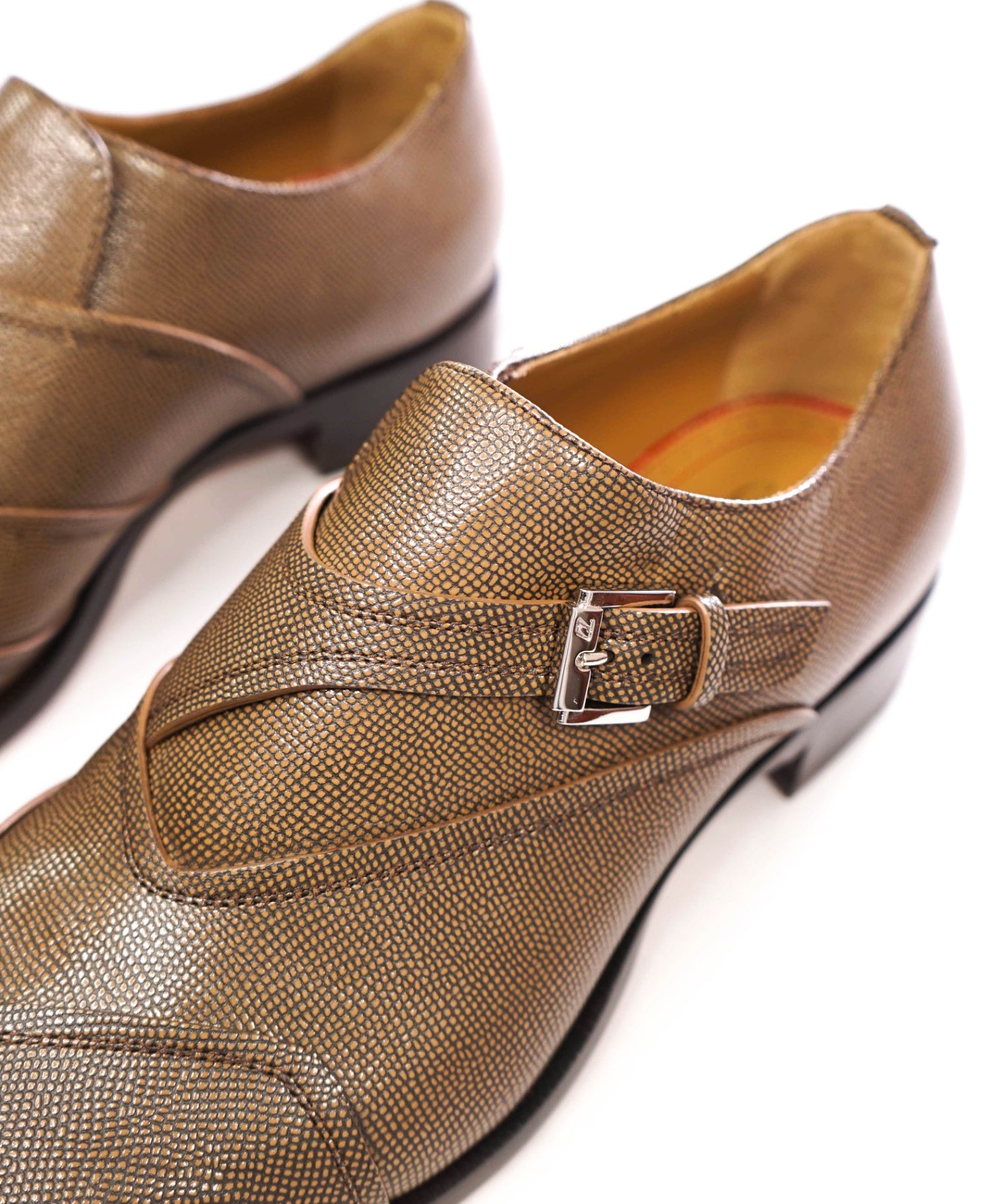 $1,145 CHRISTIAN LOUBOUTIN - Brown Pebble Leather Single Monk - US 9 (42EU)