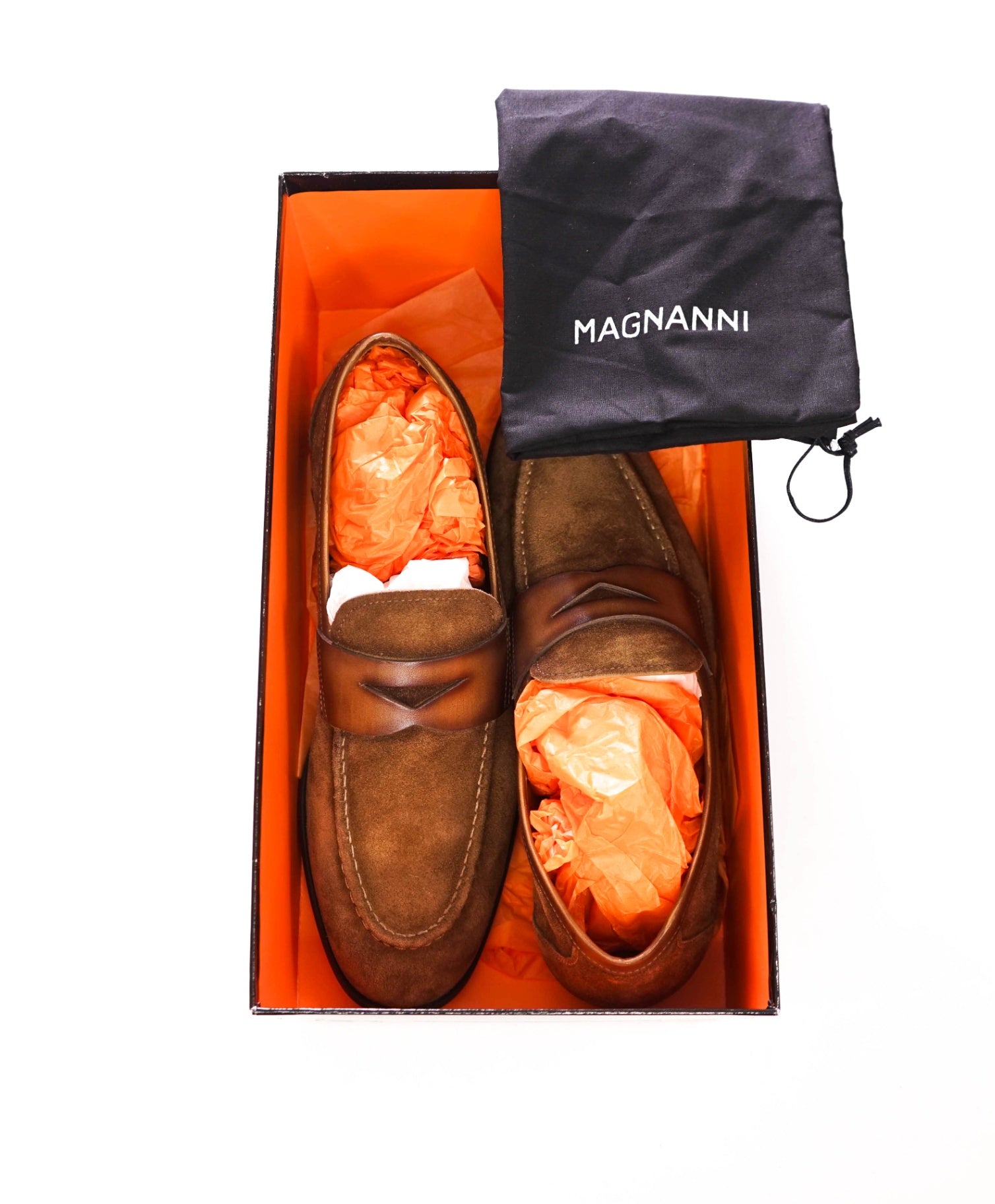 $595 MAGNANNI - Brown Suede "MAGICO" Penny Loafers - US 8 (41EU)