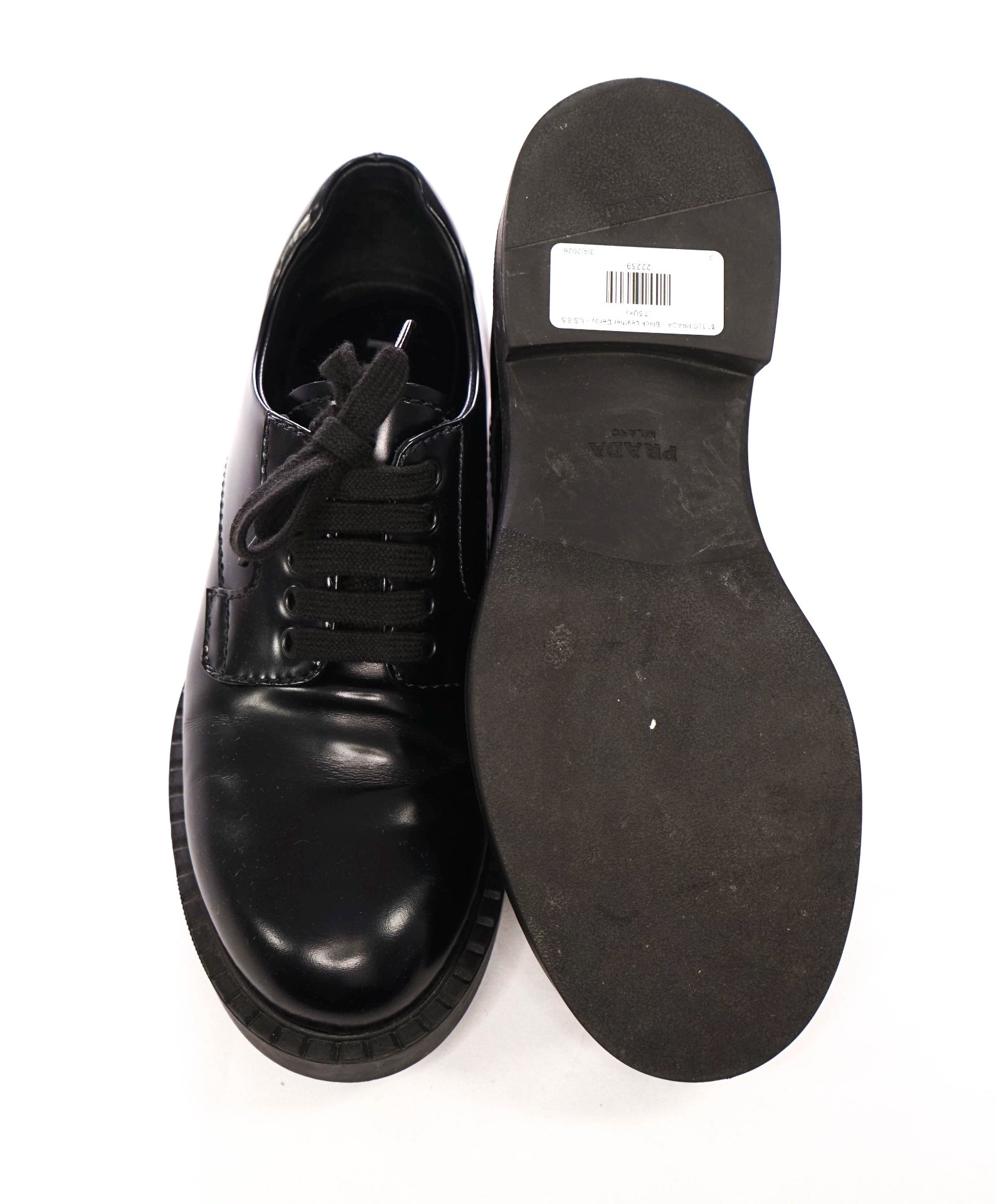 $1,150 PRADA - Black Leather Derby - US 8.5 (7.5UK)