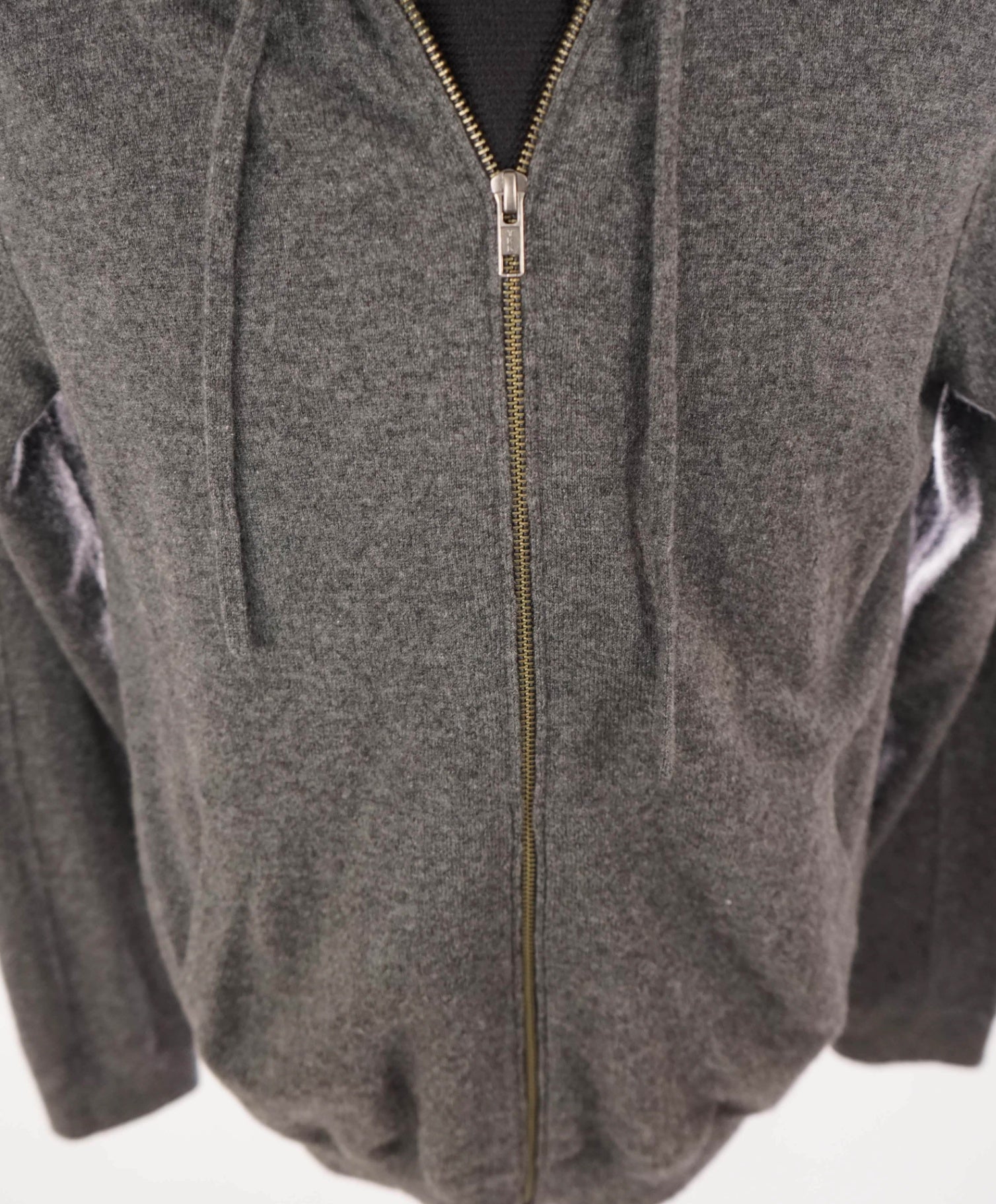 $570 VINCE - Solid Gray 100% Cashmere Zip-Up Hoodie - L