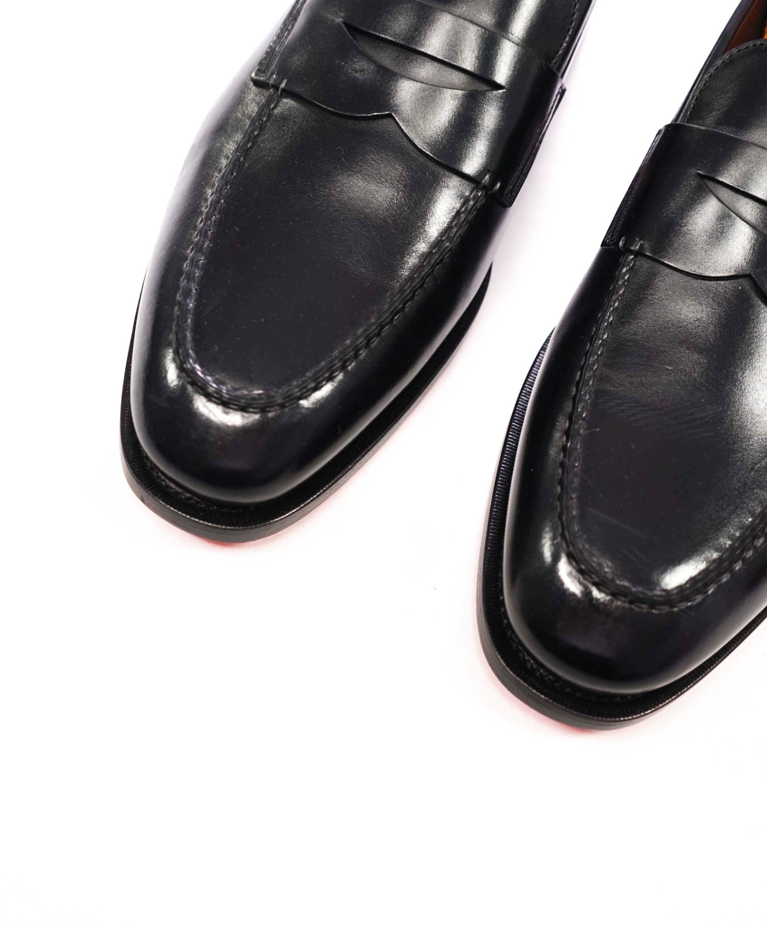 $1,050 Santoni - Black "GOODYEAR" Leather Loafers - US 9.5 (UK8.5)