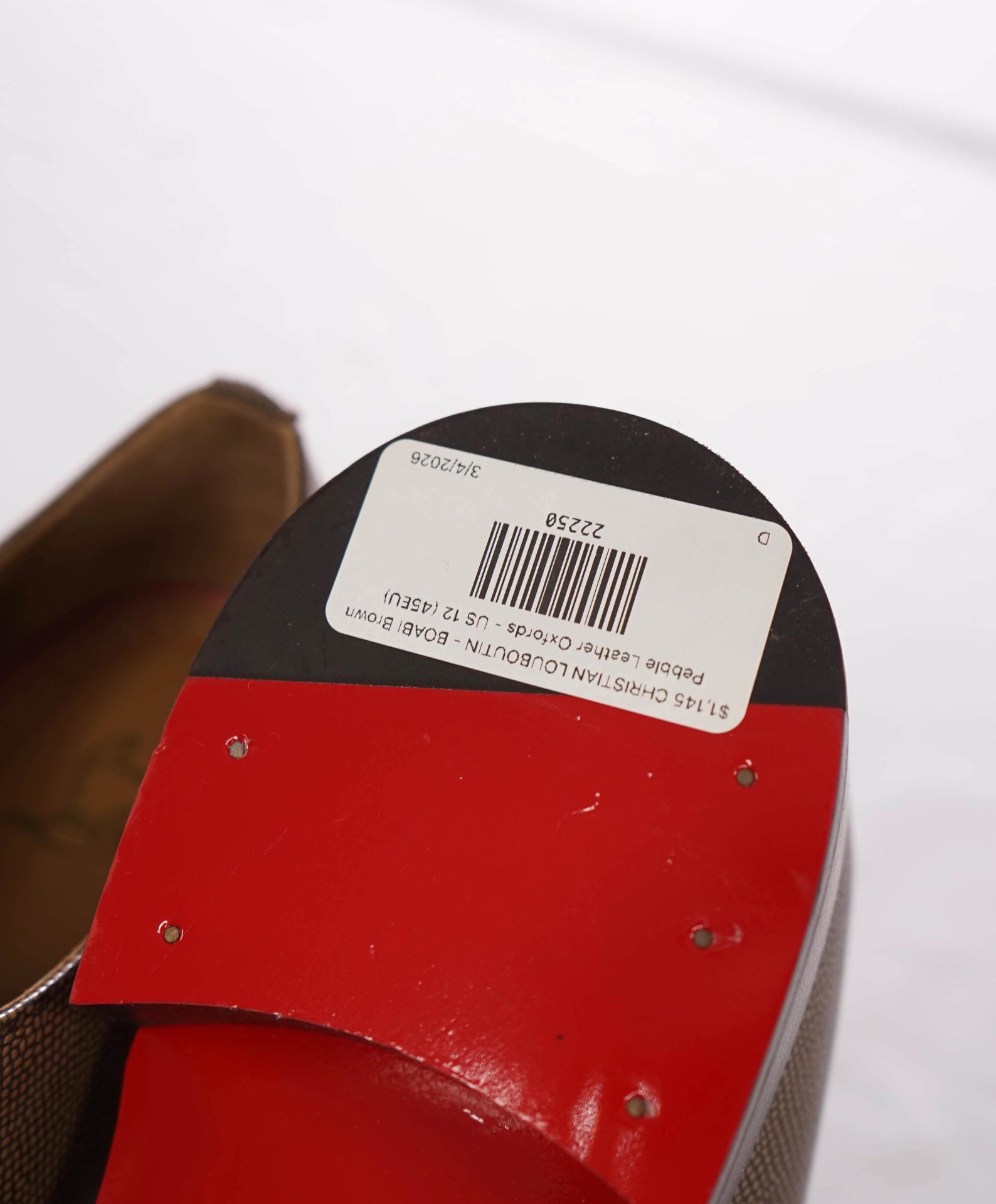 $1,145 CHRISTIAN LOUBOUTIN - BOABI Brown Pebble Leather Oxfords - US 12 (45EU)