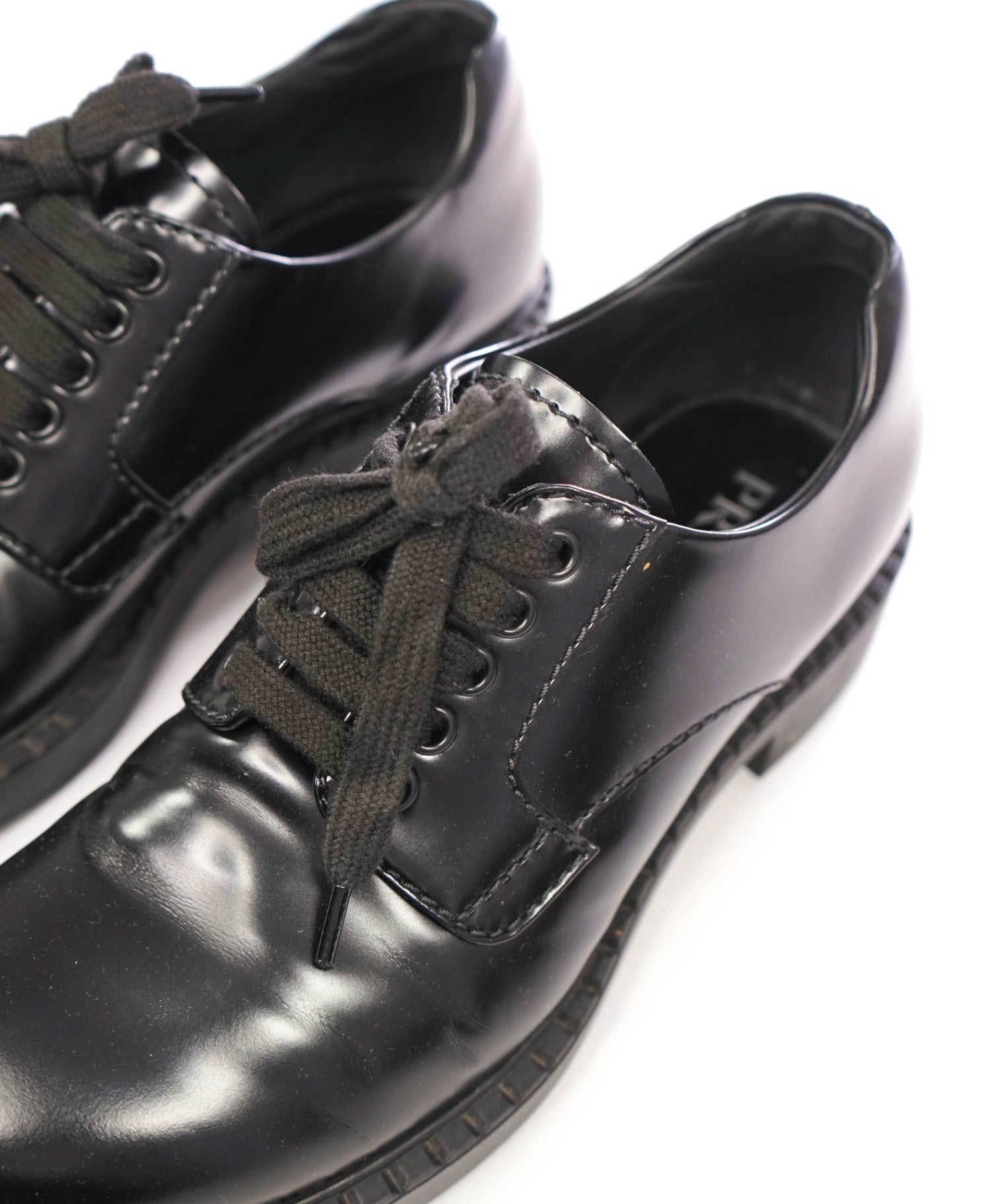 $1,150 PRADA - Black Leather Derby - US 8.5 (7.5UK)