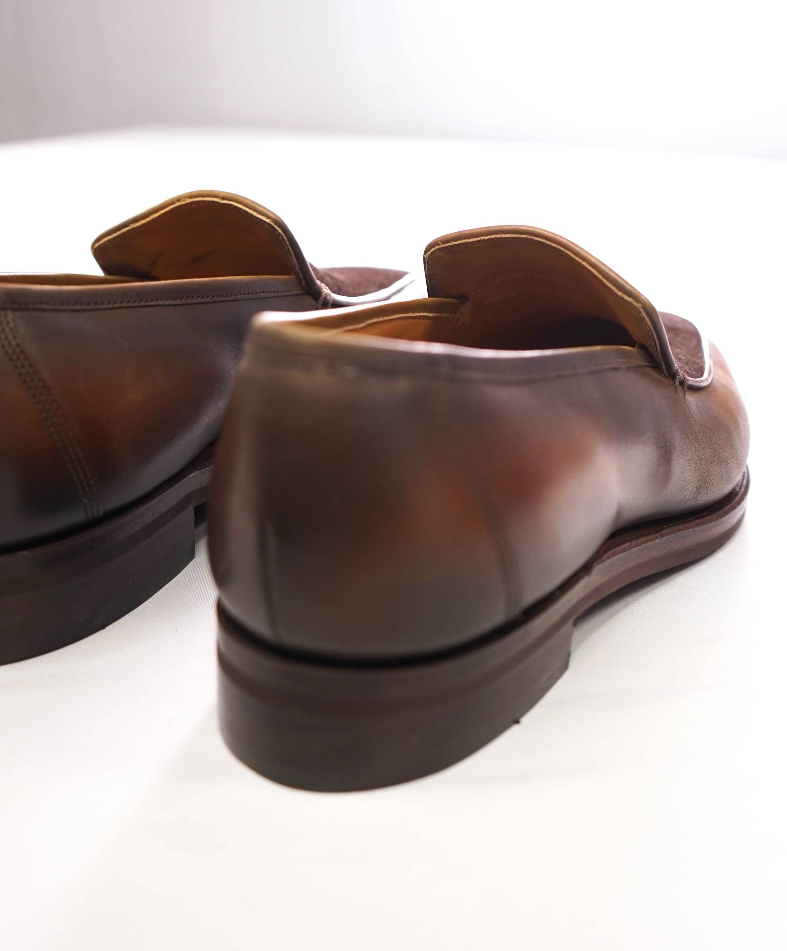 $1,595 CORTHAY - HAND PATINA Brown Leather/Suede Loafers - 9