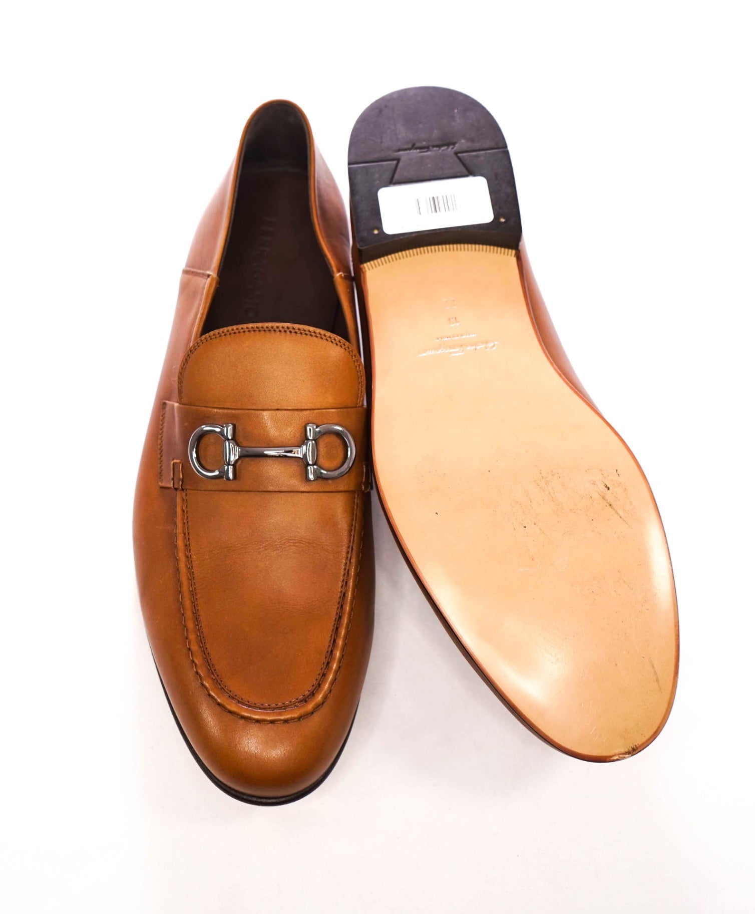 $880 FERRAGAMO - Brown Leather Loafers - 13 EE