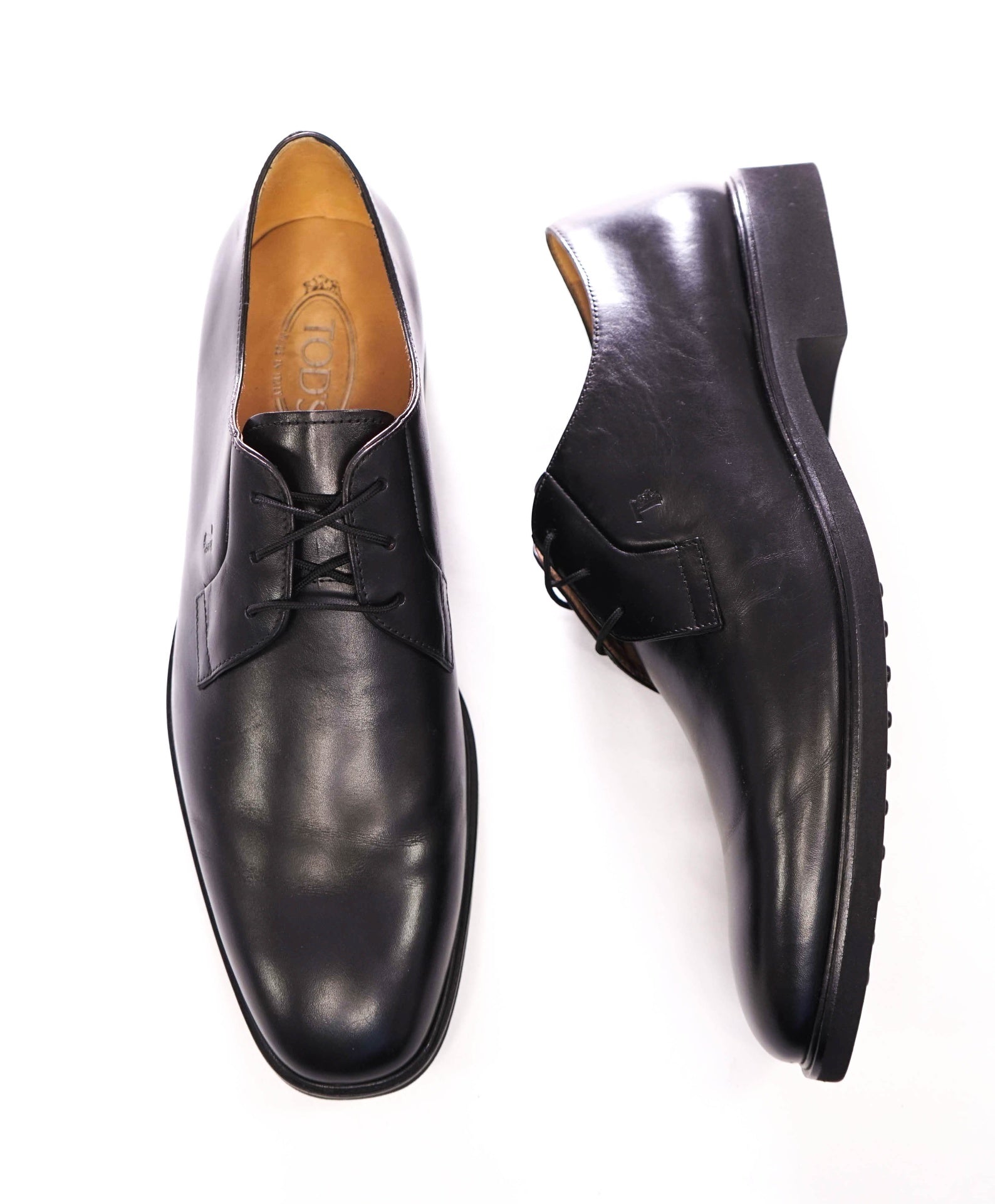 $1,095 TOD'S - Black Leather Derby - US 11.5 (10.5UK)