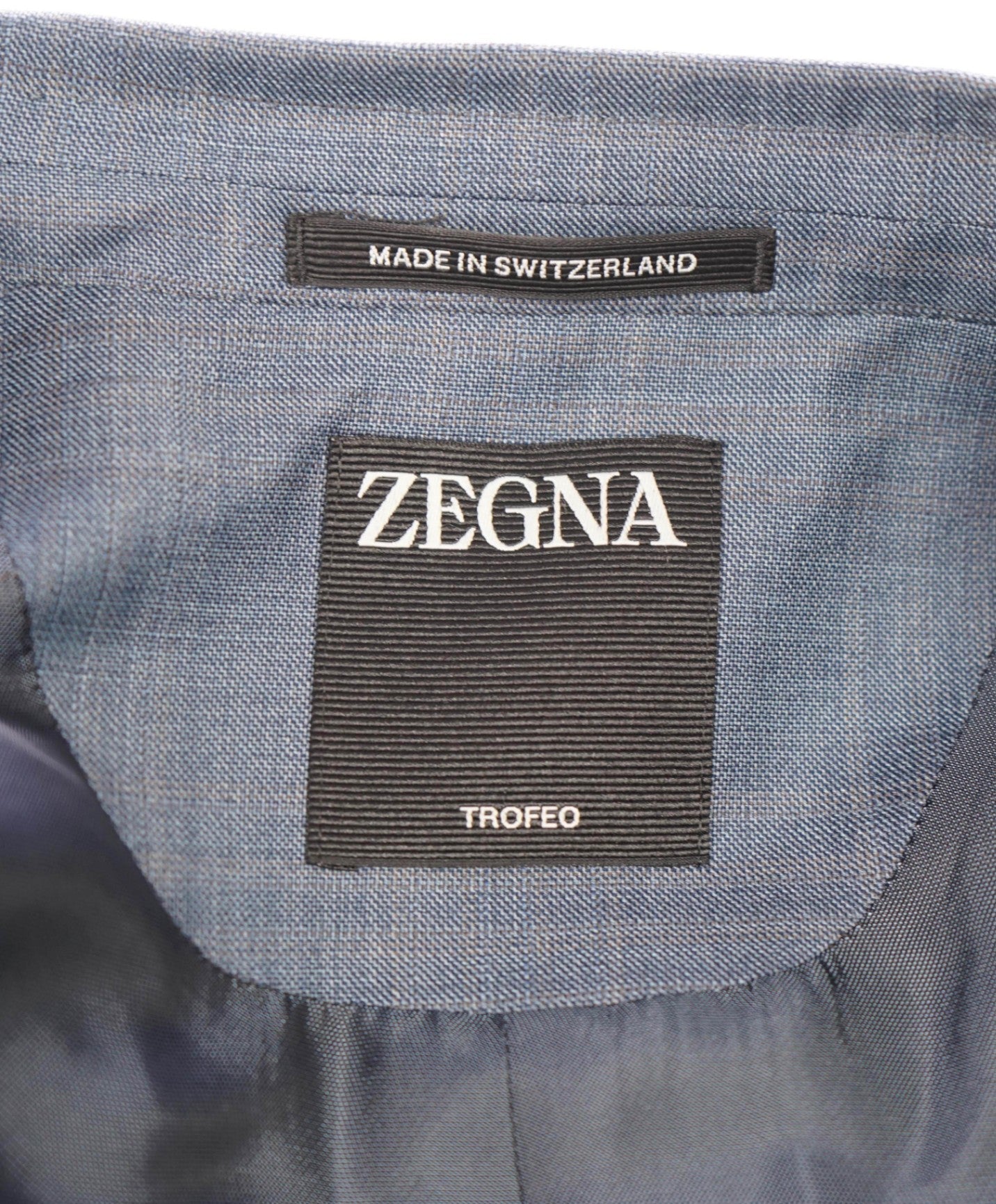 $4,090 ZEGNA - Steel Blue Crosshatch TROFEO Wool Suit - 44R