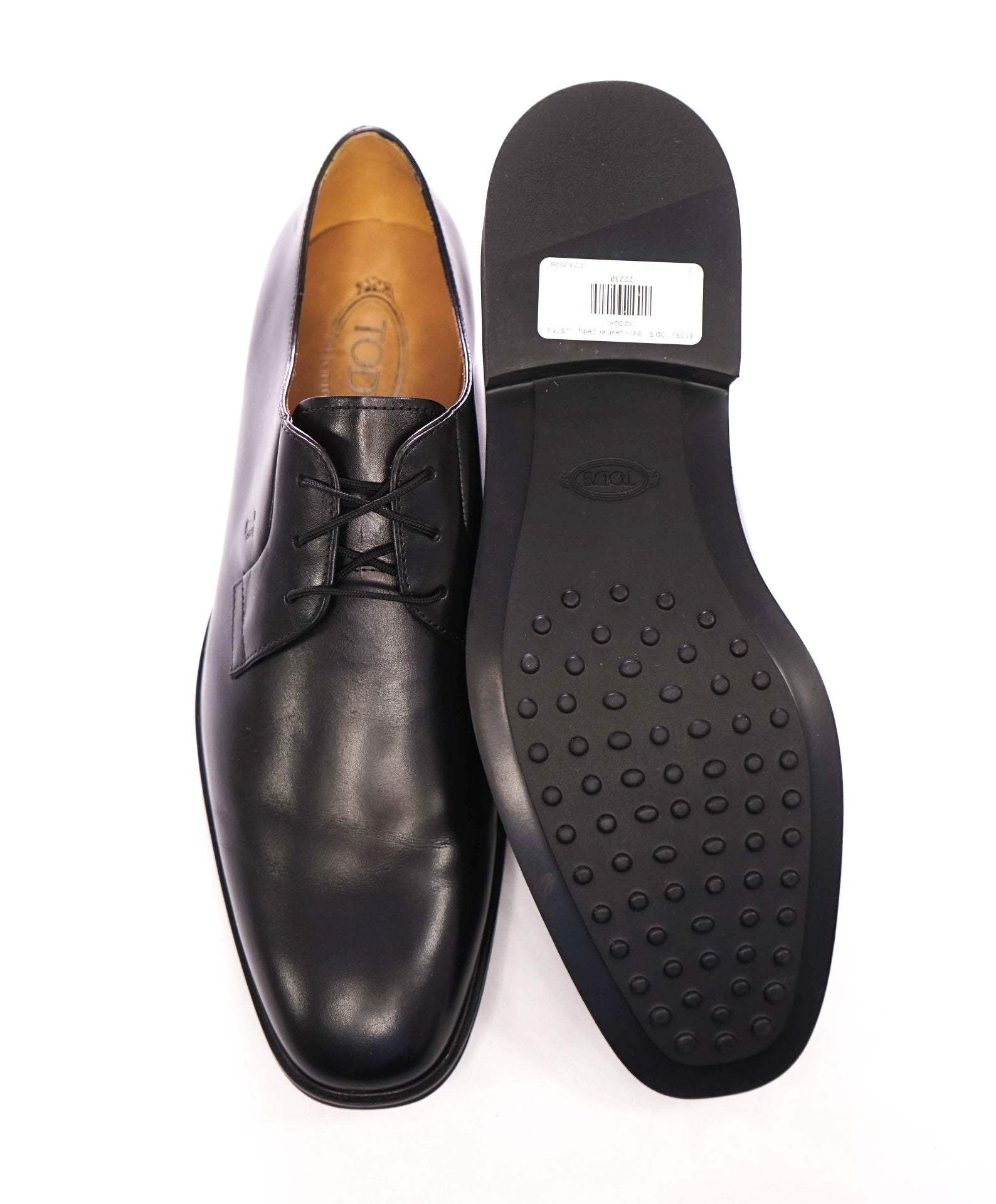 $1,095 TOD'S - Black Leather Derby - US 11.5 (10.5UK)
