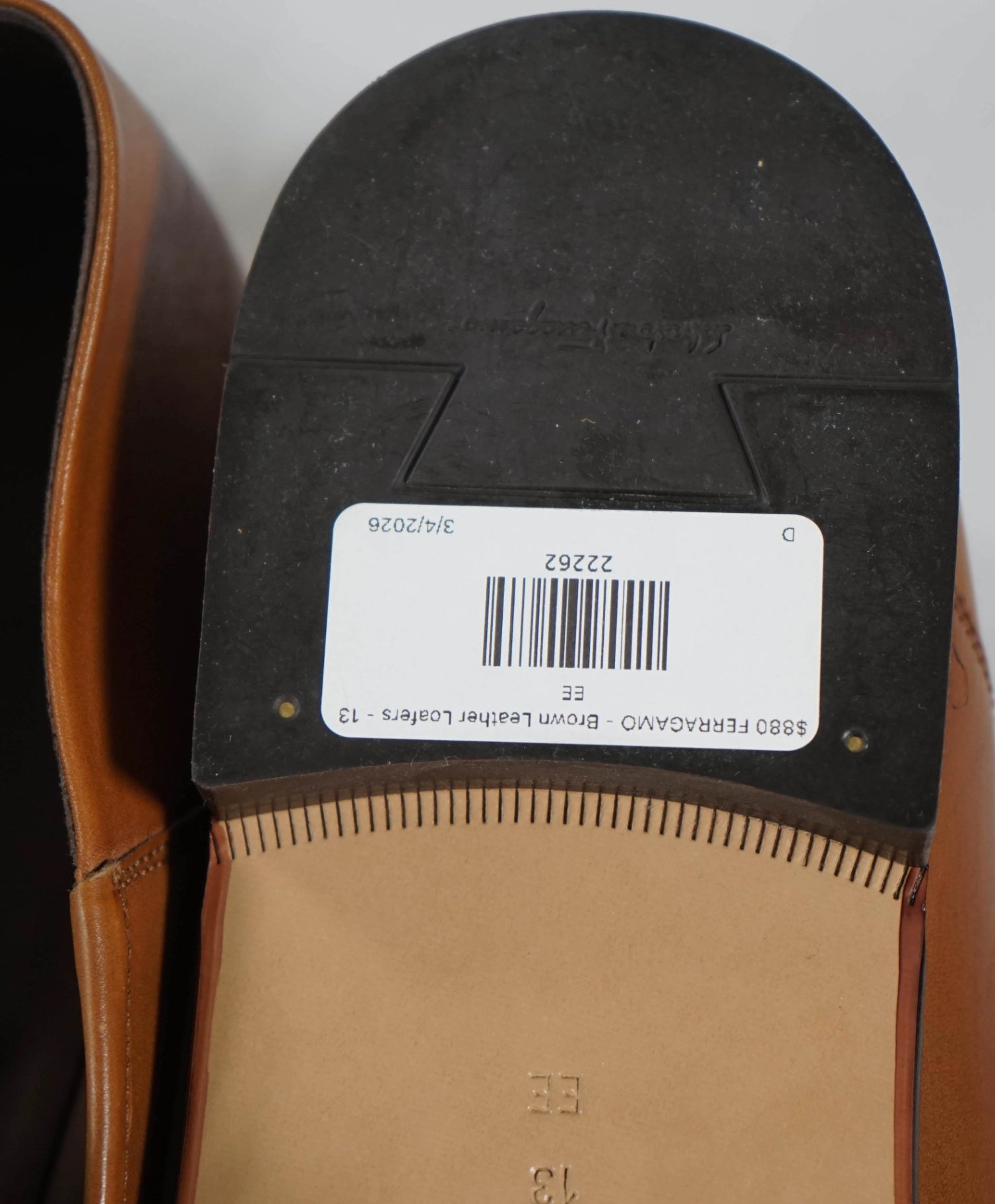 $880 FERRAGAMO - Brown Leather Loafers - 13 EE