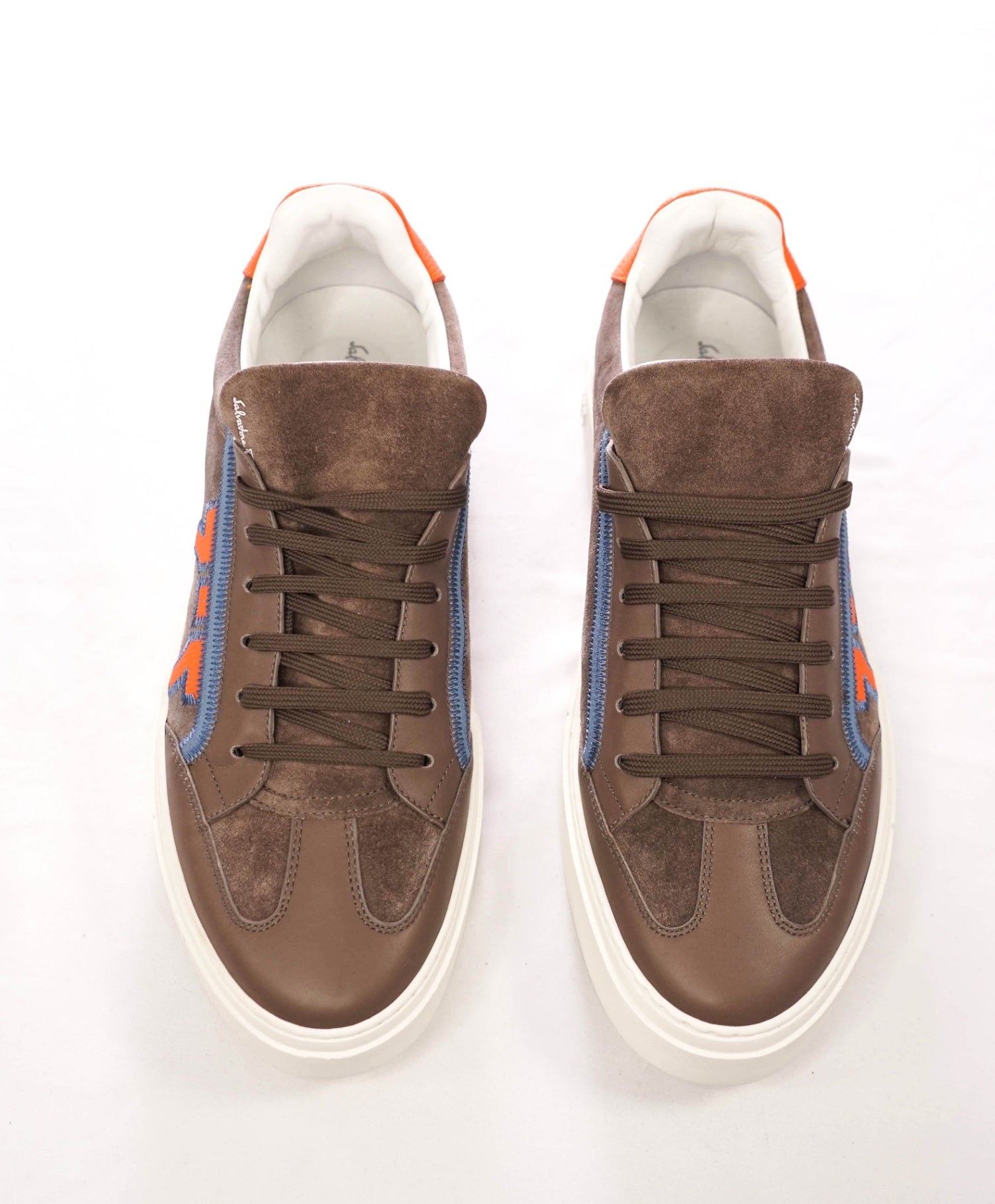 $795 FERRAGAMO - BORG 5 Gray Suede/Leather Sneakers - 12 M