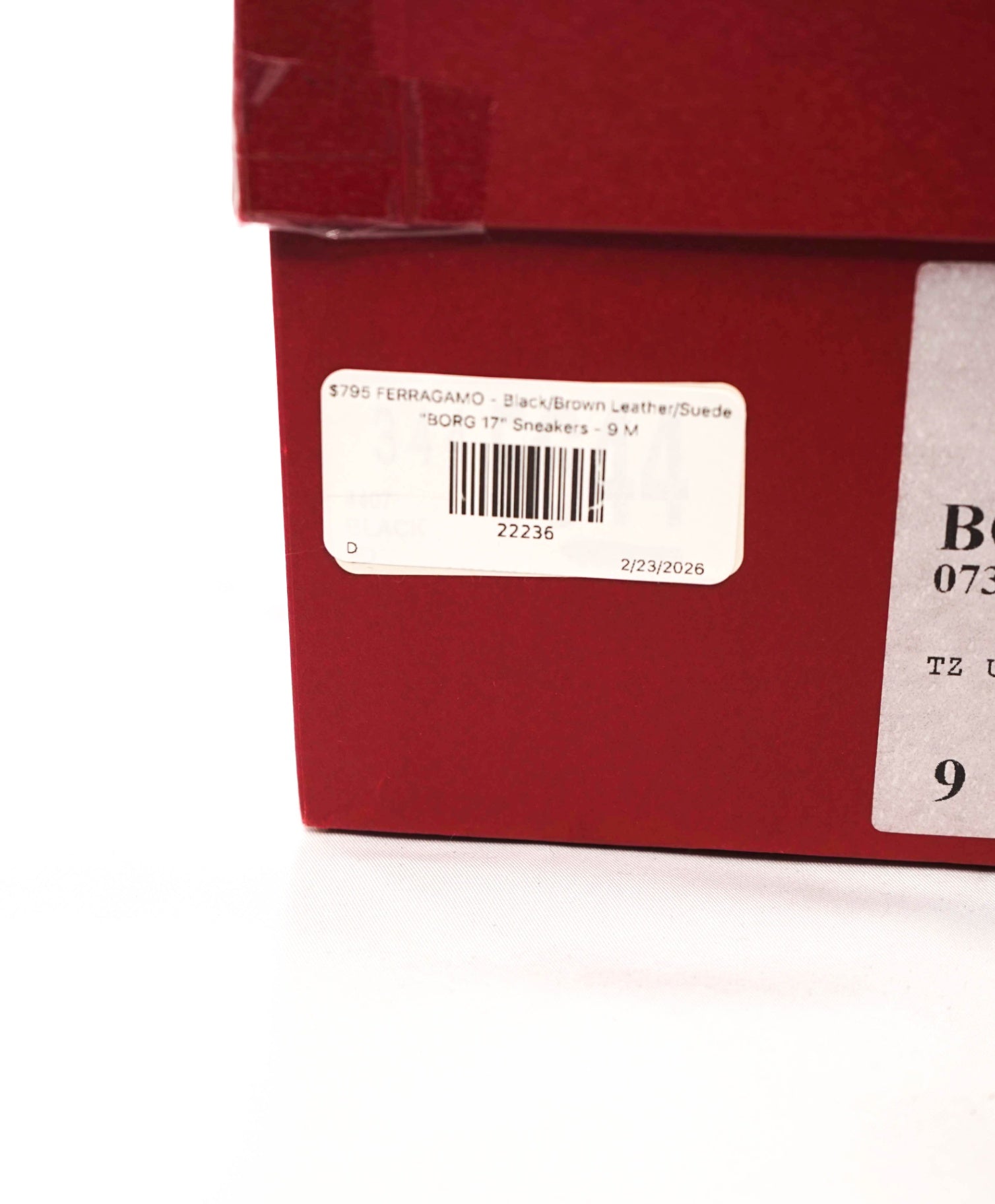 $795 FERRAGAMO - Black/Brown Leather/Suede "BORG 17" Sneakers - 9 M