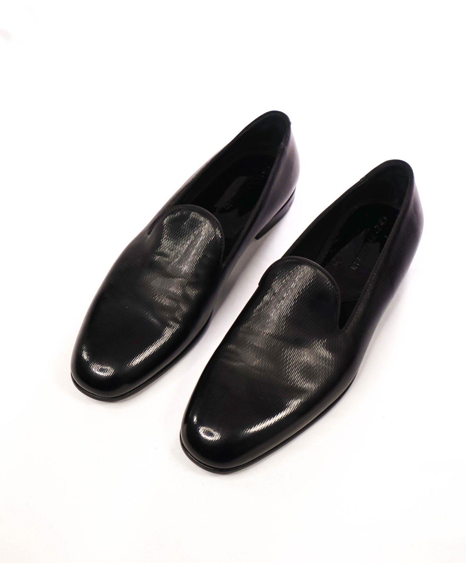 $795 GIORGIO ARMANI - Black Leather Tuxedo Loafers - US 11.5 (10.5UK)