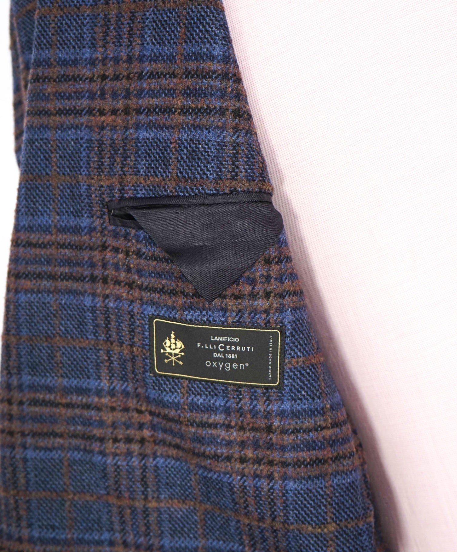 $1,295 CERRUTI For SAKS 5TH AVENUE - Blue/Brown Cashmere Blazer - 40R