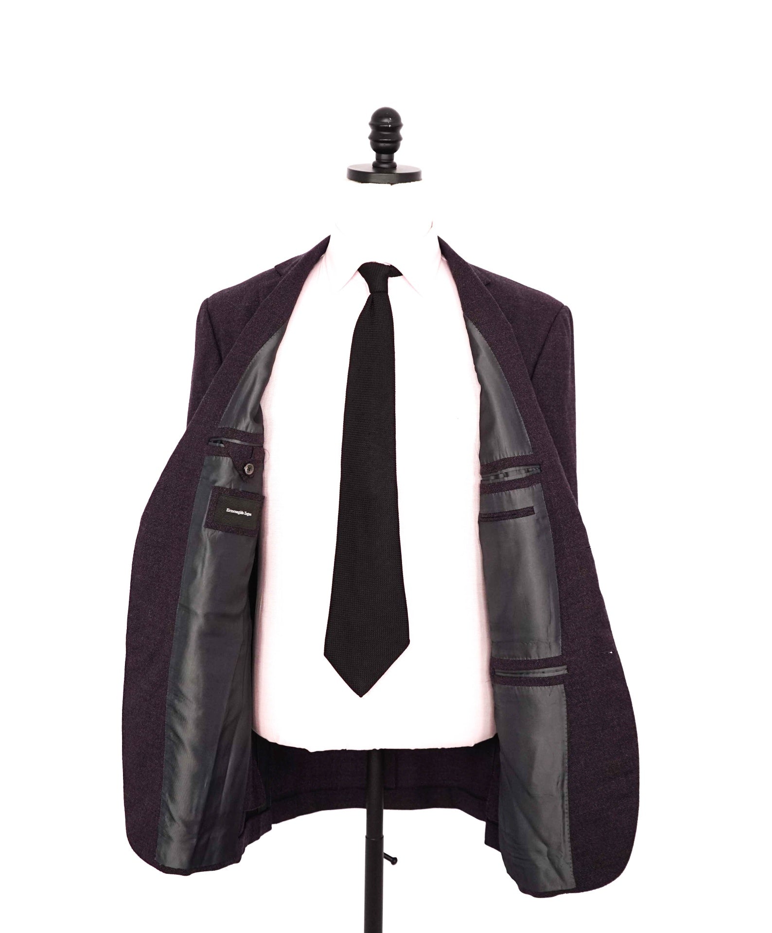 $3,295 ZEGNA - Wool/Cashmere Purple Eggplant Textured Blazer - 42L