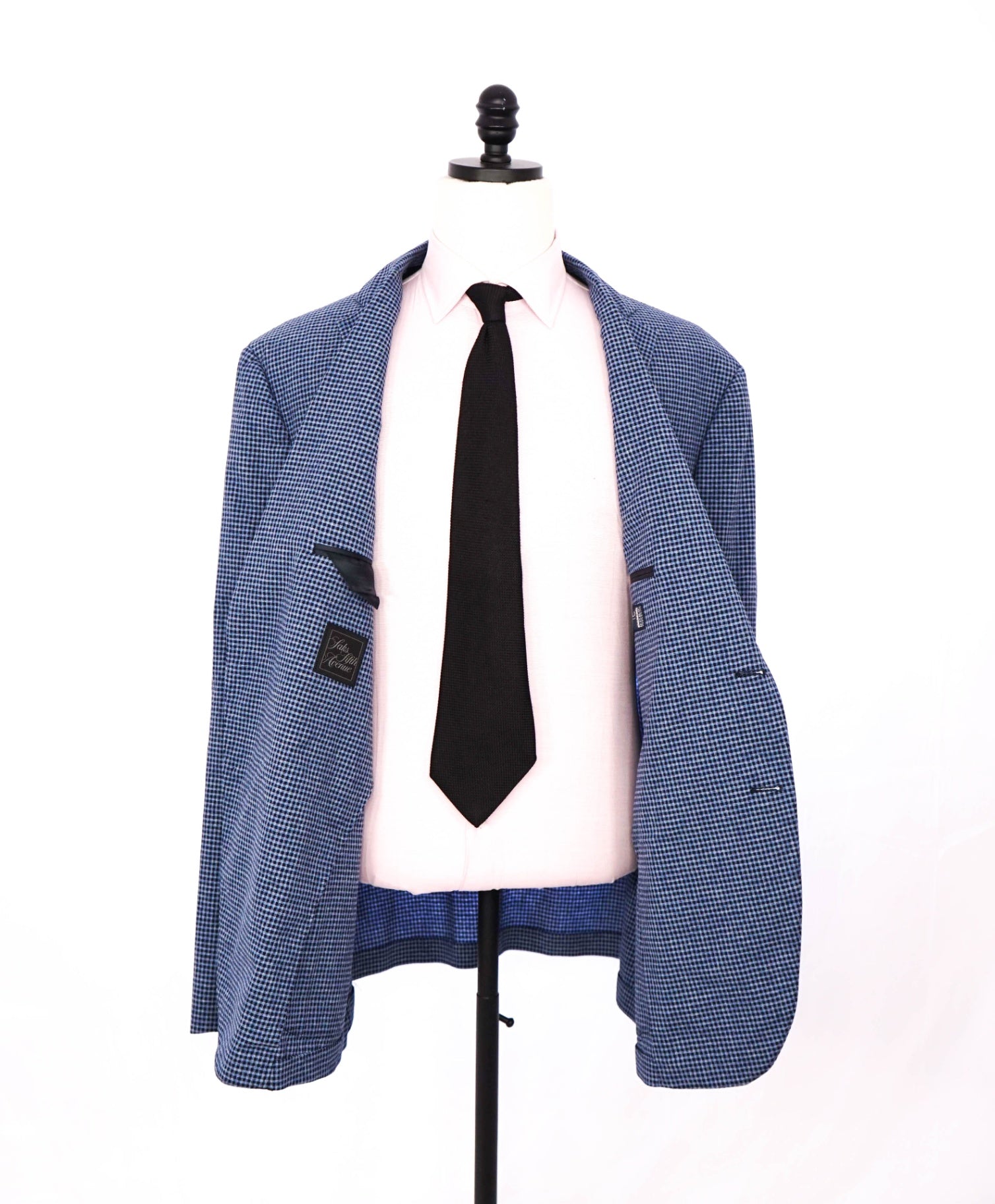 $995 SAKS 5TH AVE - Blue SEERSUCKER Wool/Cotton/Silk Blazer - 48R