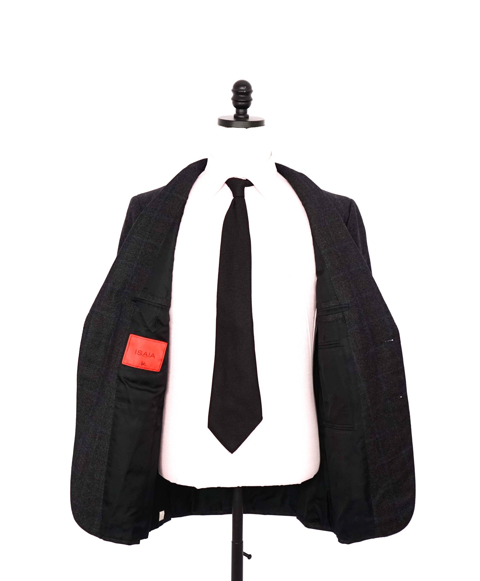 $3,295 ISAIA - Gray/Blue Plaid Wool/Cashmere/Silk Blazer - 40R