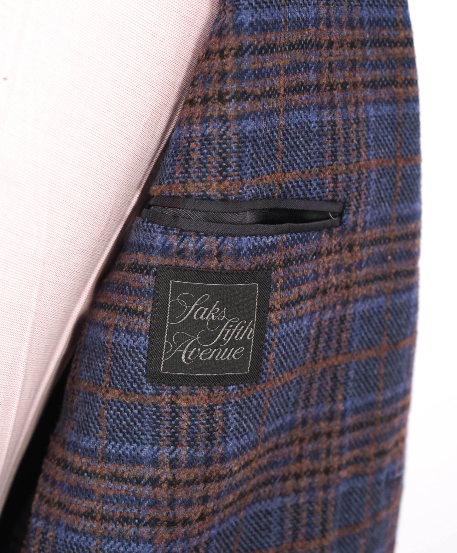 $1,295 CERRUTI For SAKS 5TH AVENUE - Blue/Brown Cashmere Blazer - 40R