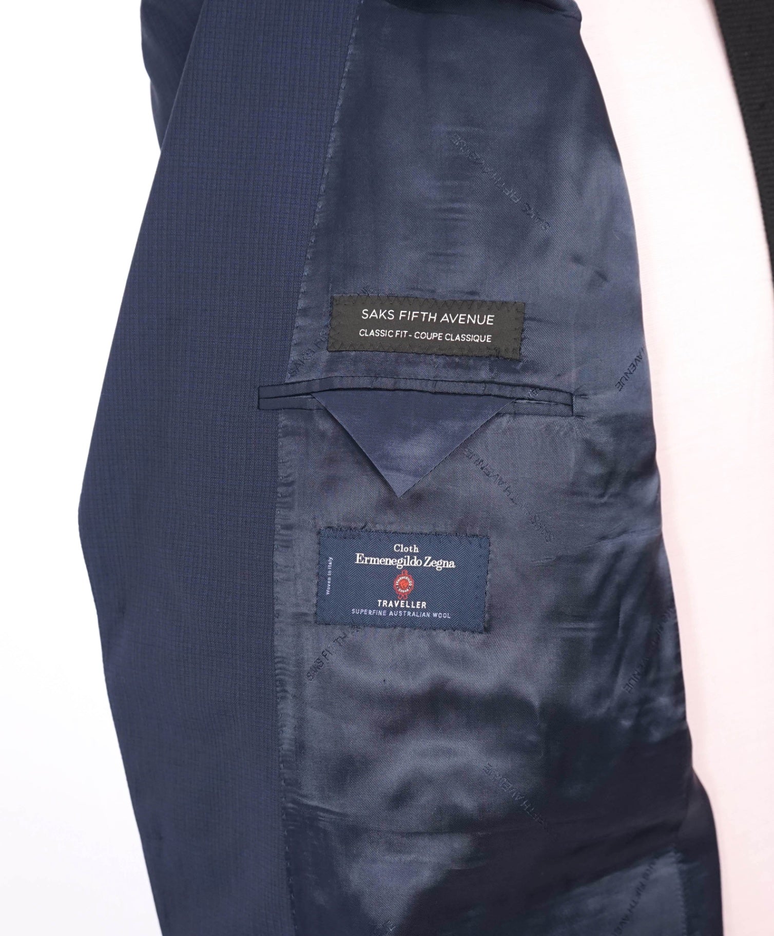 $1,295 ZEGNA for SAKS 5TH AVE - Navy Check Classic Fit Suit - 48R