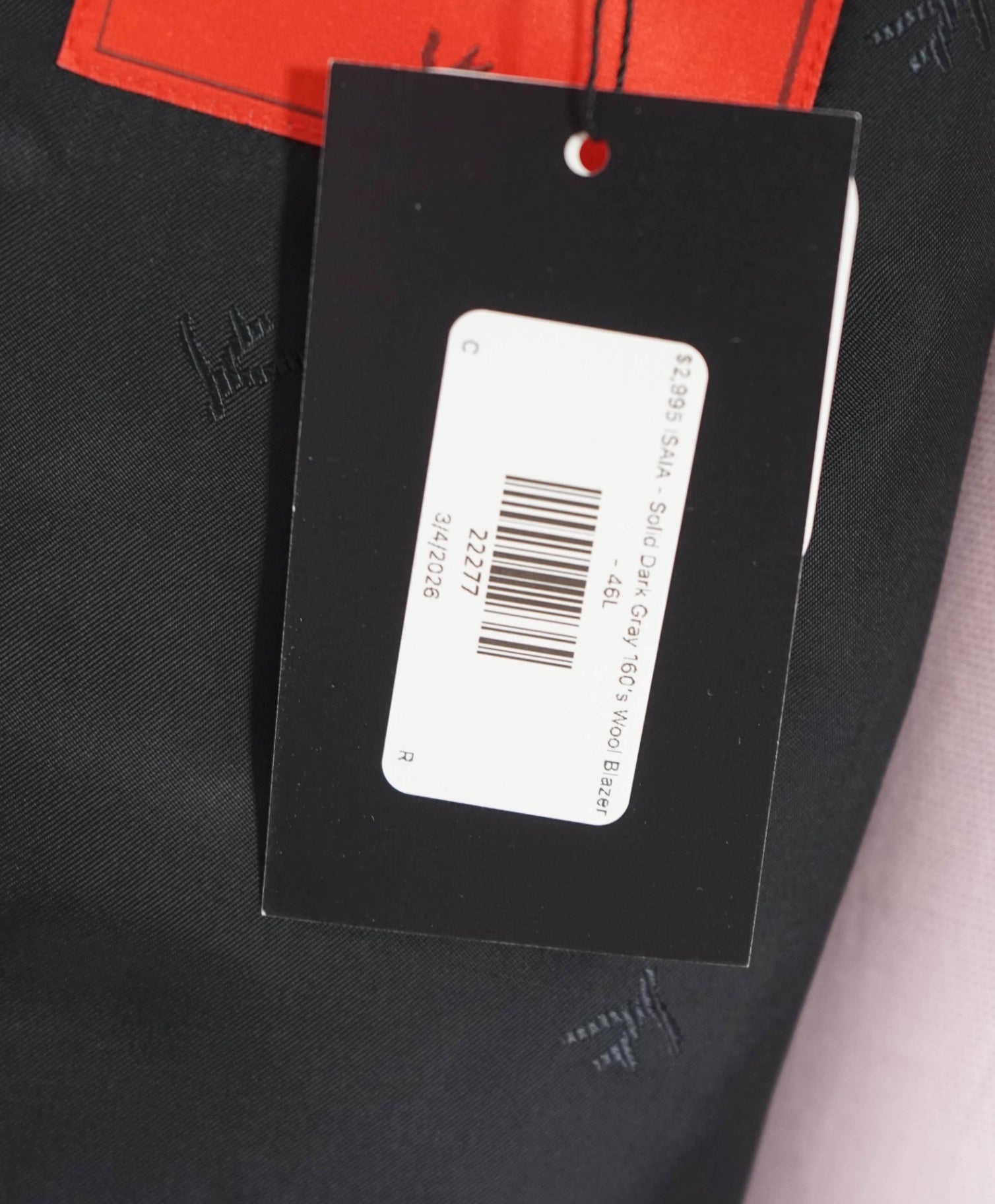 $2,995 ISAIA - Solid Dark Gray 160's Wool Blazer - 46L