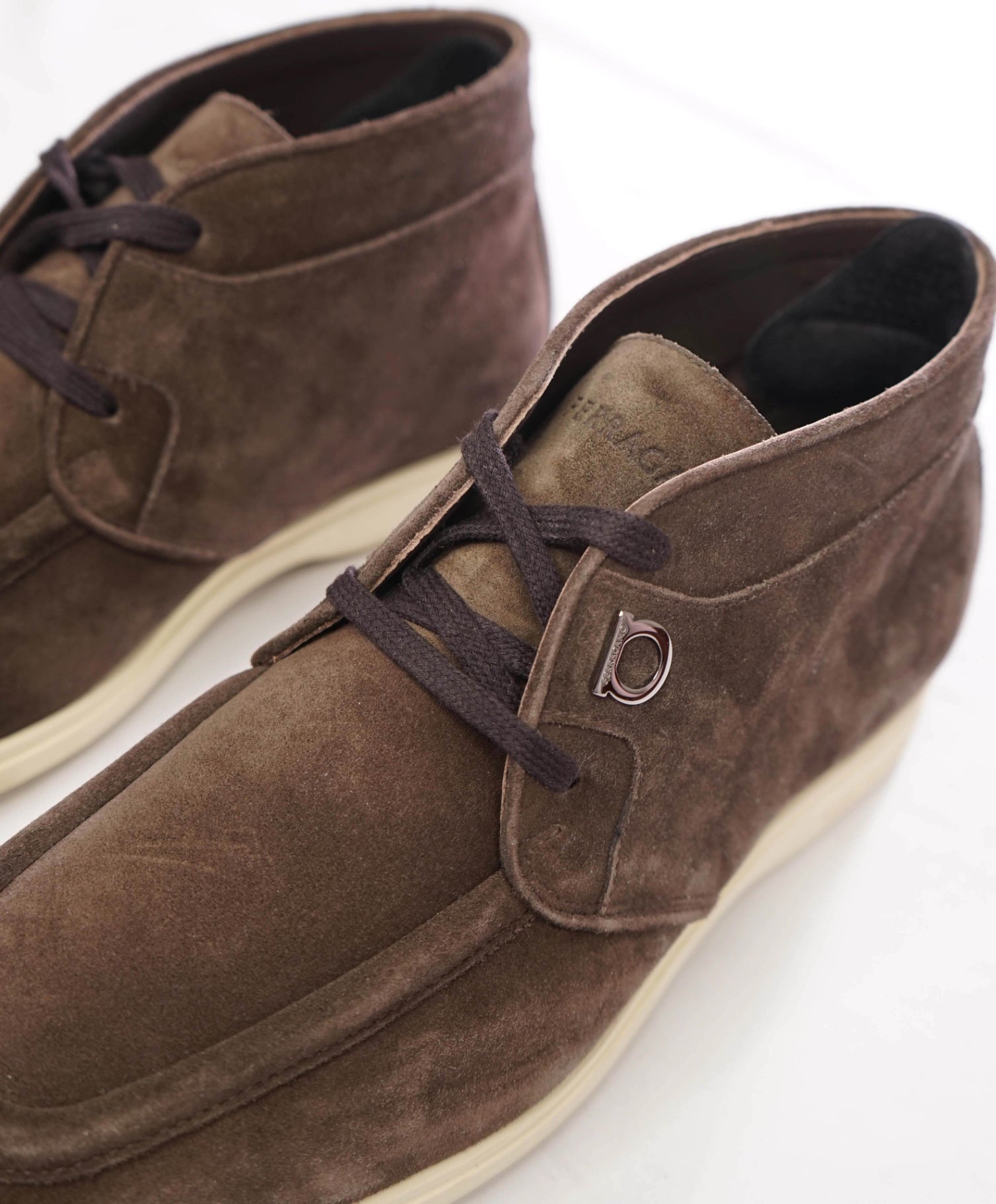 $995 FERRAGAMO - Brown Suede Chukka Boot - 9.5 M