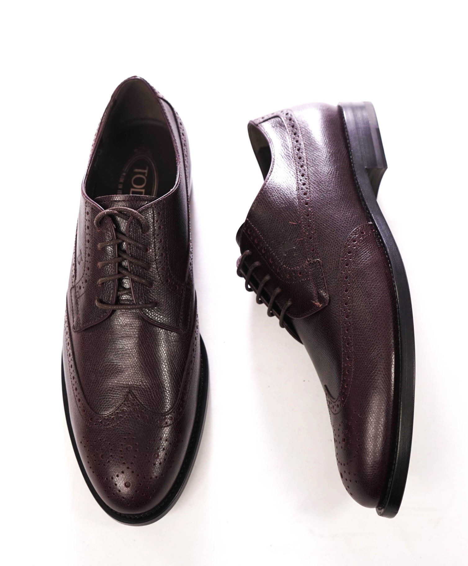 $1,295 TOD'S - Cherry Brown Pebble Leather Derby - US 10.5 (9.5UK)
