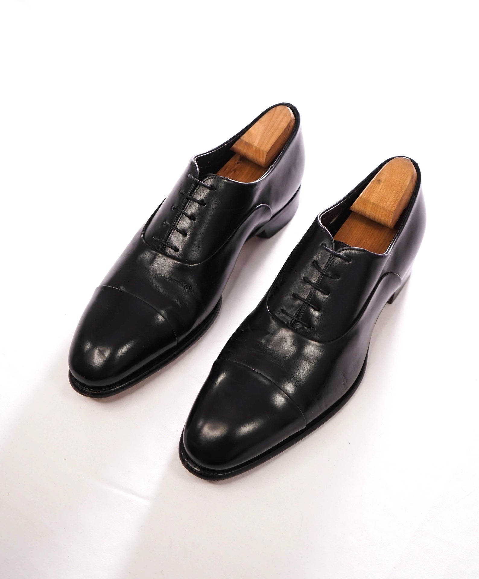 $1,350 SANTONI - "Isaac" Black GOODYEAR Oxfords - US 13 (UK12)