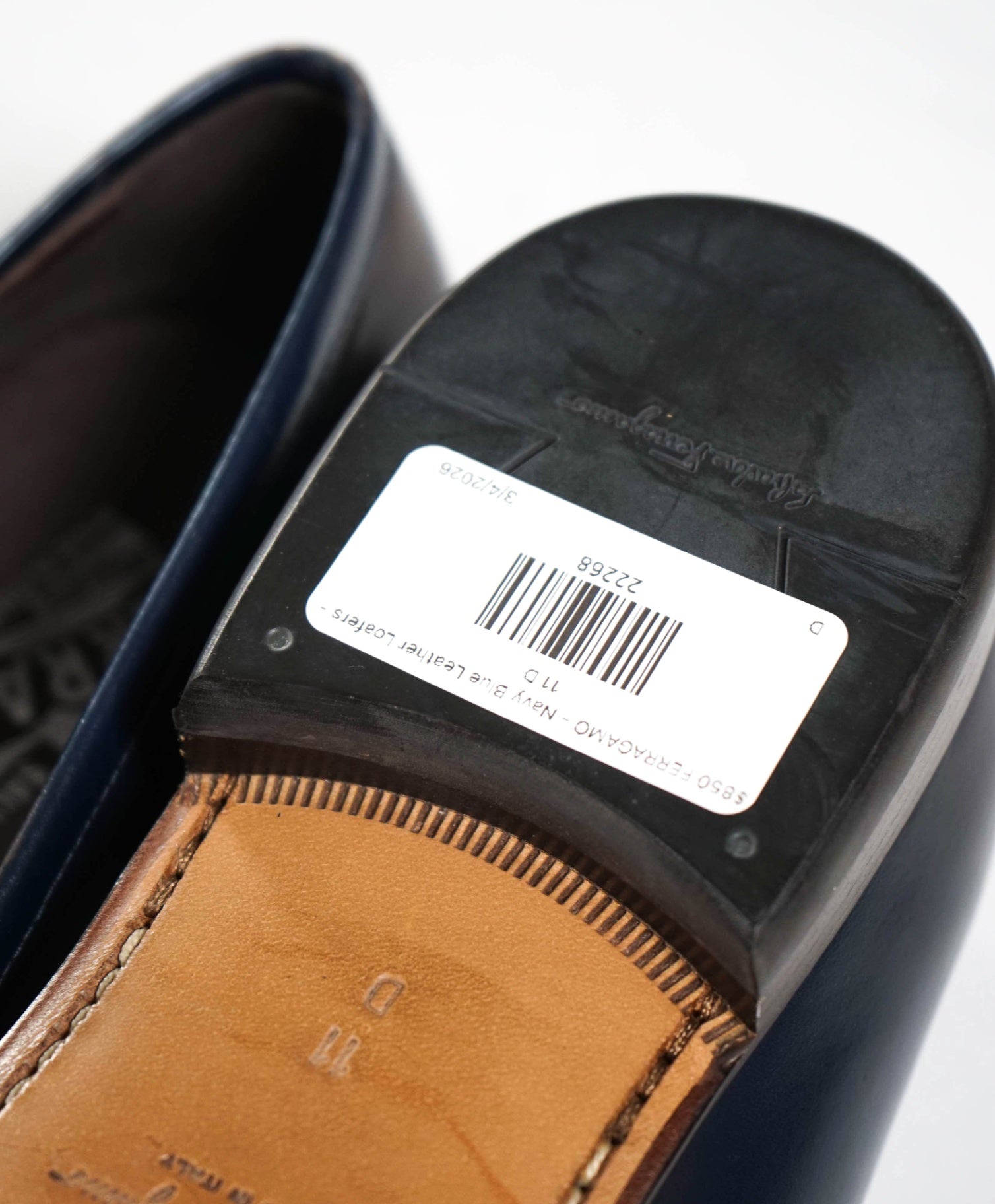 $850 FERRAGAMO - Ombre Navy Blue/Brown Leather Loafers - 11 D