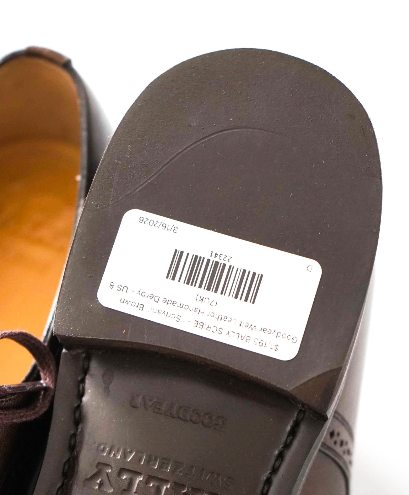 $1,195 BALLY SCRIBE - "Scrivani" Brown Goodyear Leather - US 8 (7UK)