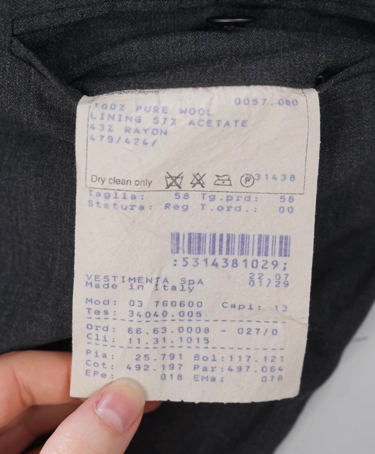 $895 GIORGIO ARMANI - Solid Dark Gray Wool Pants - 41W