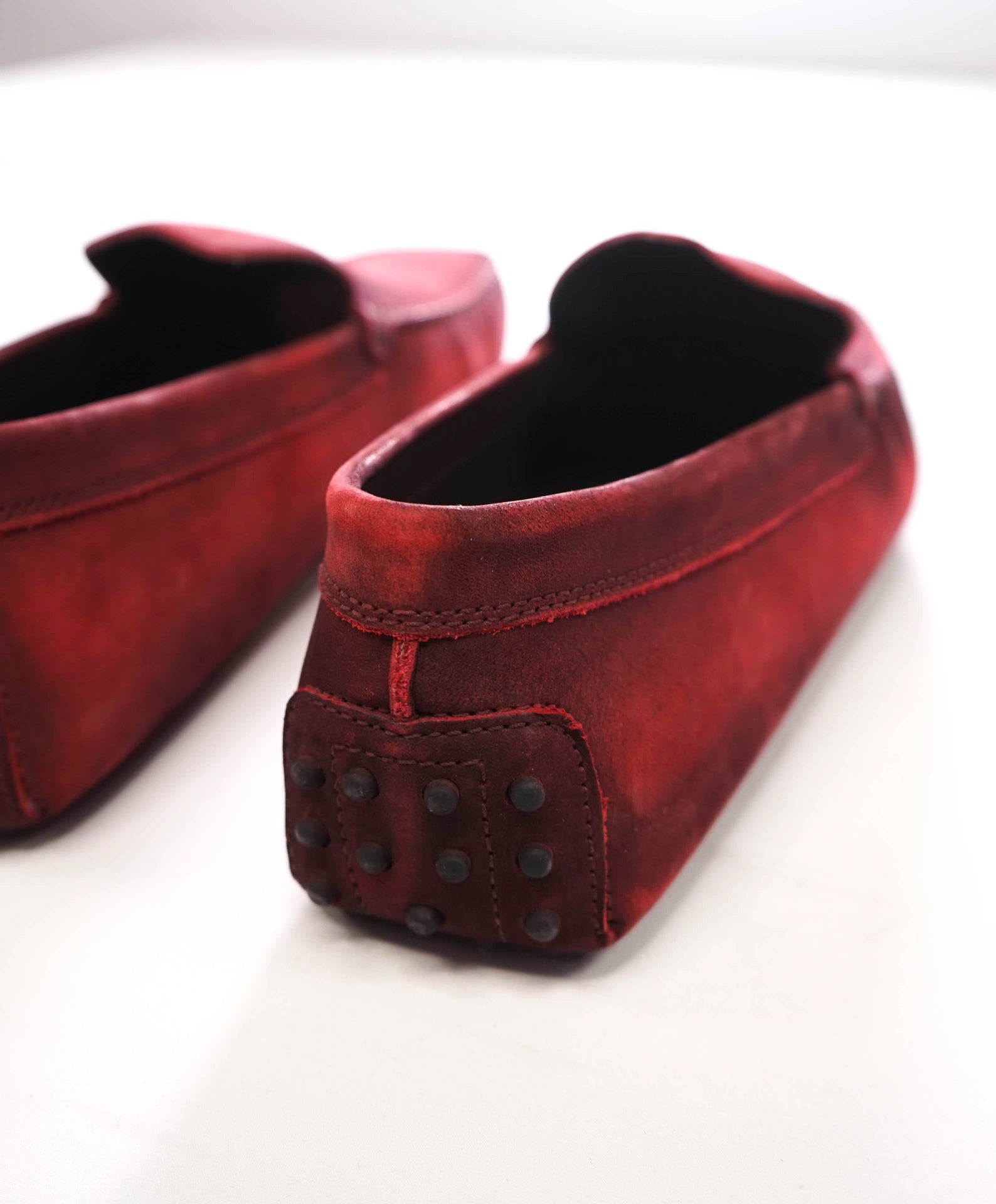 $975 TOD'S - Red Suede GOMMINI Driving Loafers - US 12.5 (11.5UK)
