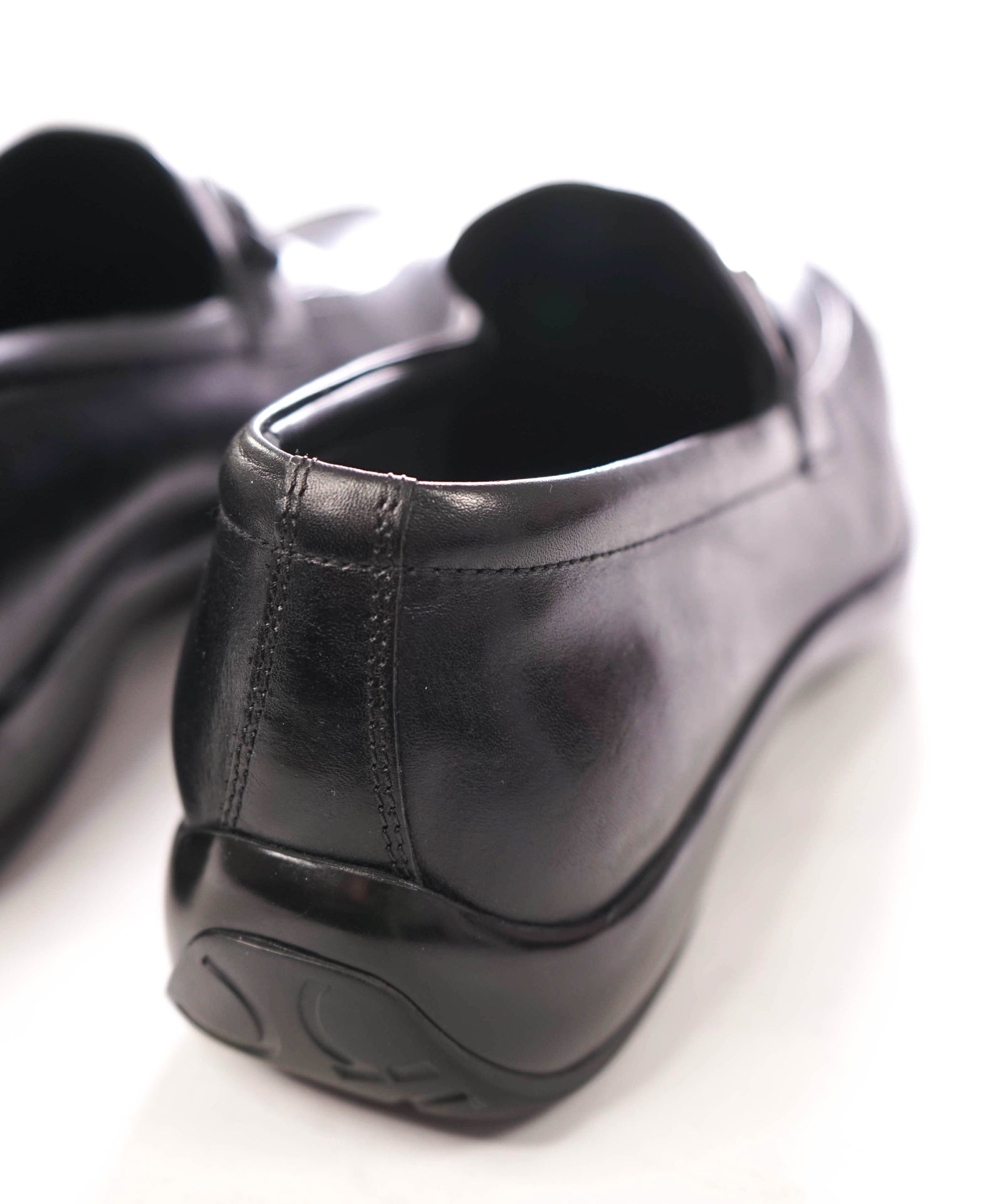 $850 FERRAGAMO - "Street" Black Leather Driving Loafers - 8.5 D