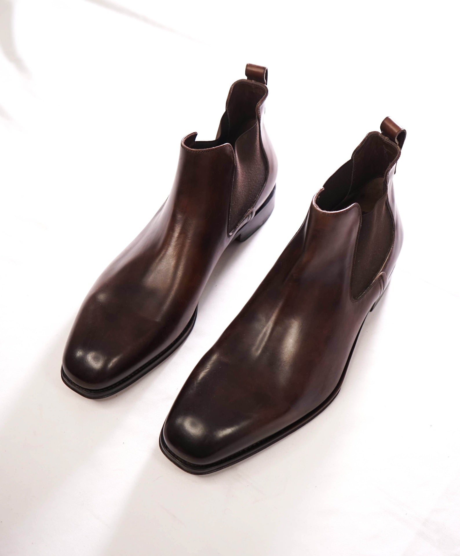 $1,450 FERRAGAMO "TRAMEZZA" - Brown Leather Chelsea Boots - 13 3E