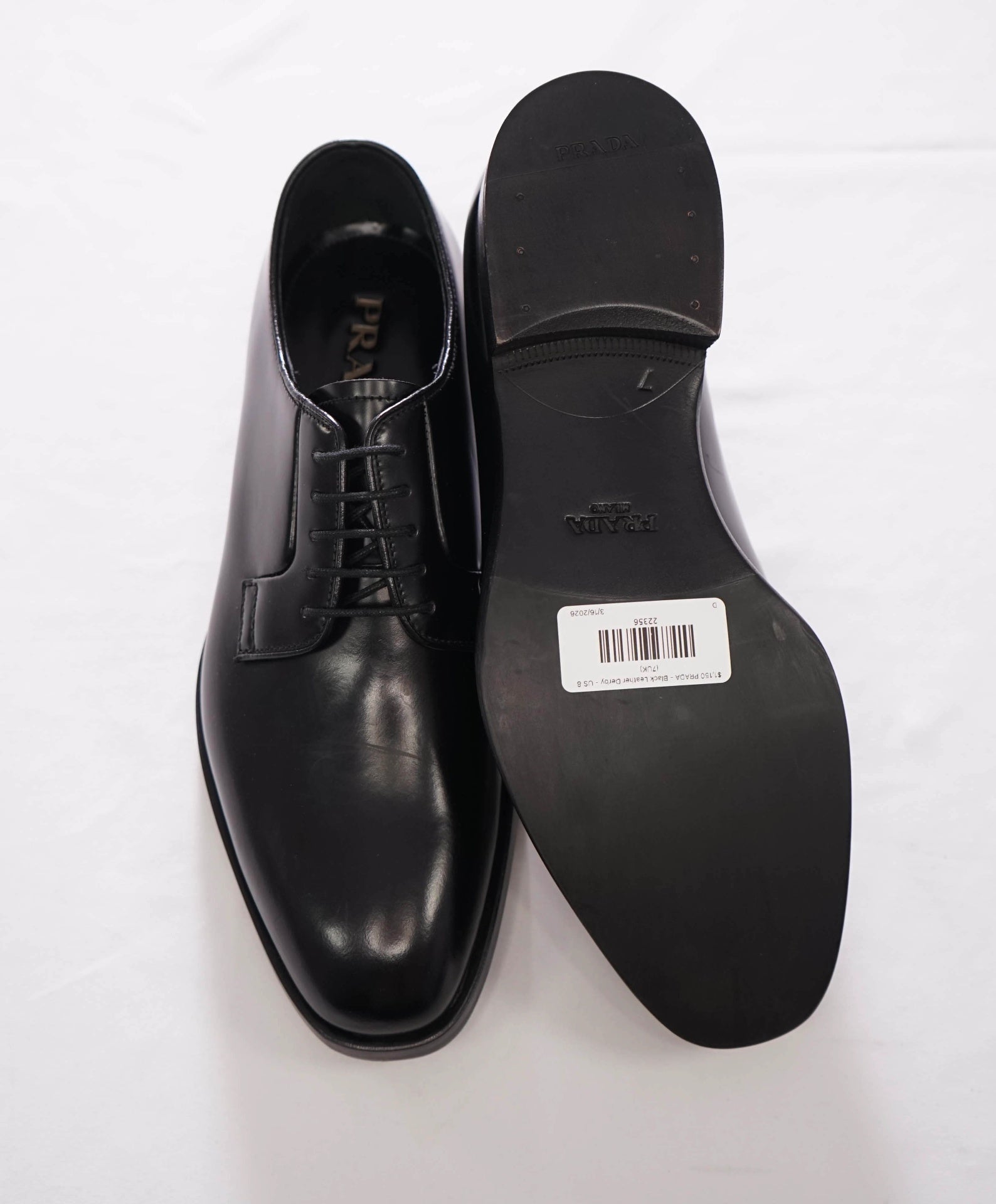 $1,150 PRADA - Black Leather Derby - US 8 (7UK)