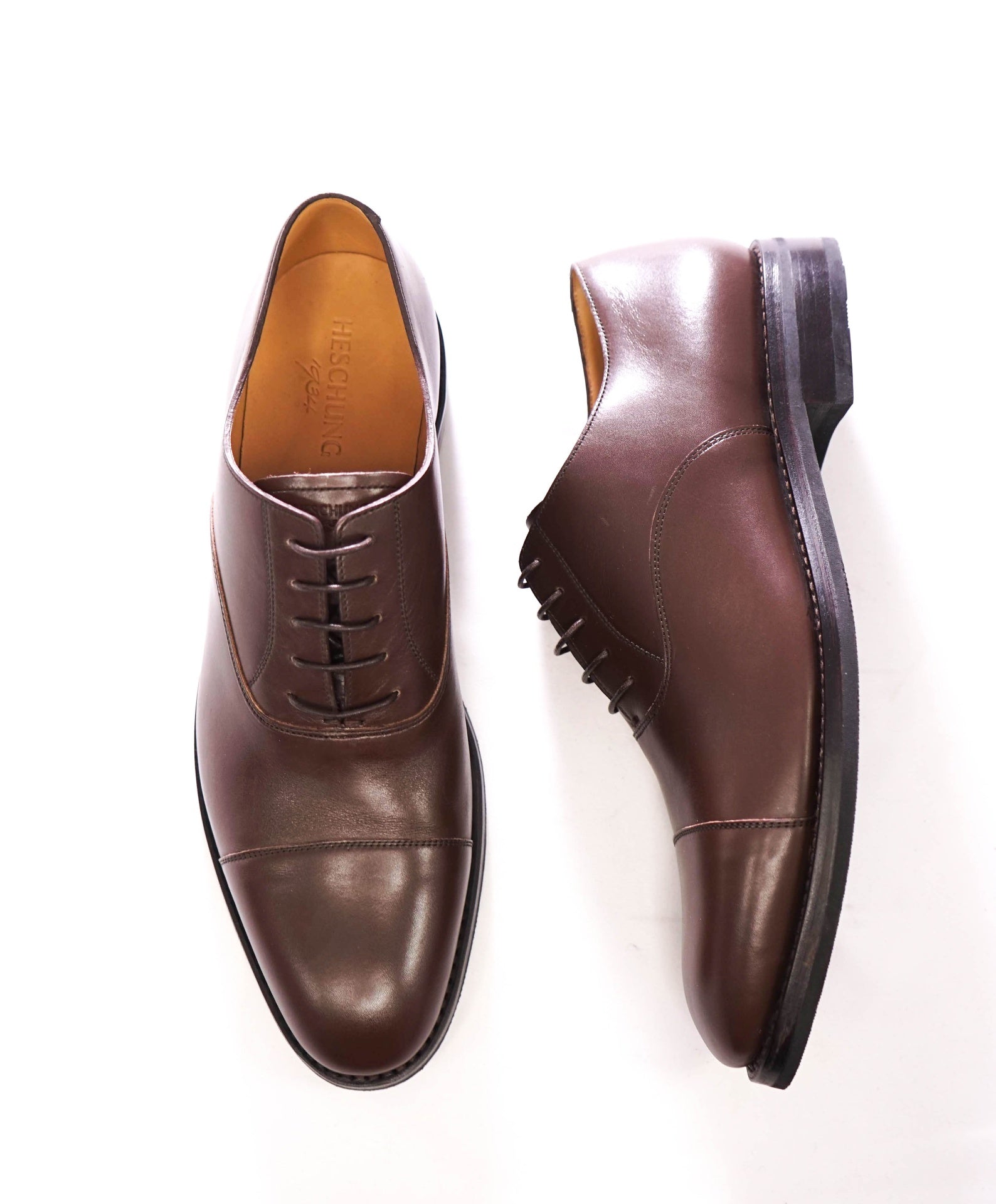 $745 HESCHUNG - Brown GOODYEAR Leather "TILLEUL" Oxfords - US 11 (UK10)